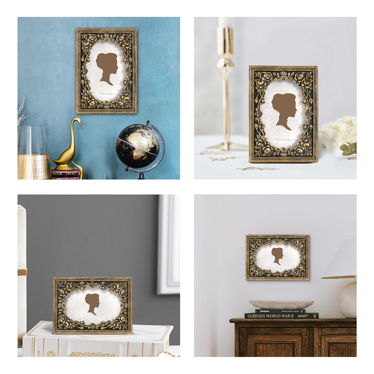AELS 5x7 Inch Vintage Black Picture Frame, Elegant Antique Photo Frames with Glass Front, Photo Display, Tabletop Wall Hanging, Gift Ideas, Gold and Black