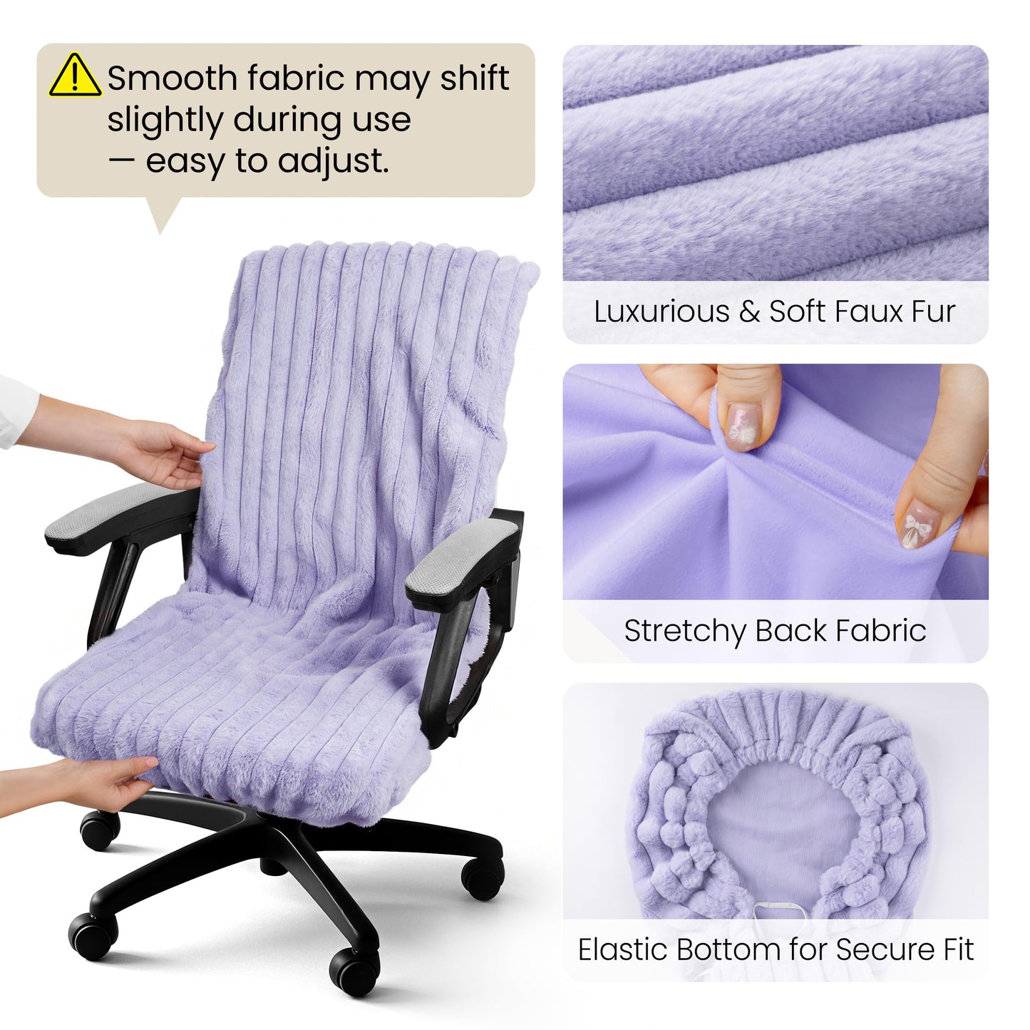 Faux Fur Office Chair Cover with Zipper, Desk Chair Slipcover Pink | Soft Breathable Faux Fur Office Chair Cover with Zipper, Removable Washable Cover for Home & Office, Fits Desk Chair/Armchair