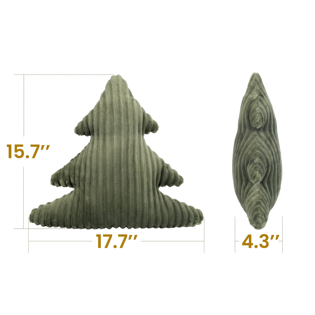 AELS Faux Fur Christmas Tree Decorative Pillow Set of 3, Forest Green Series