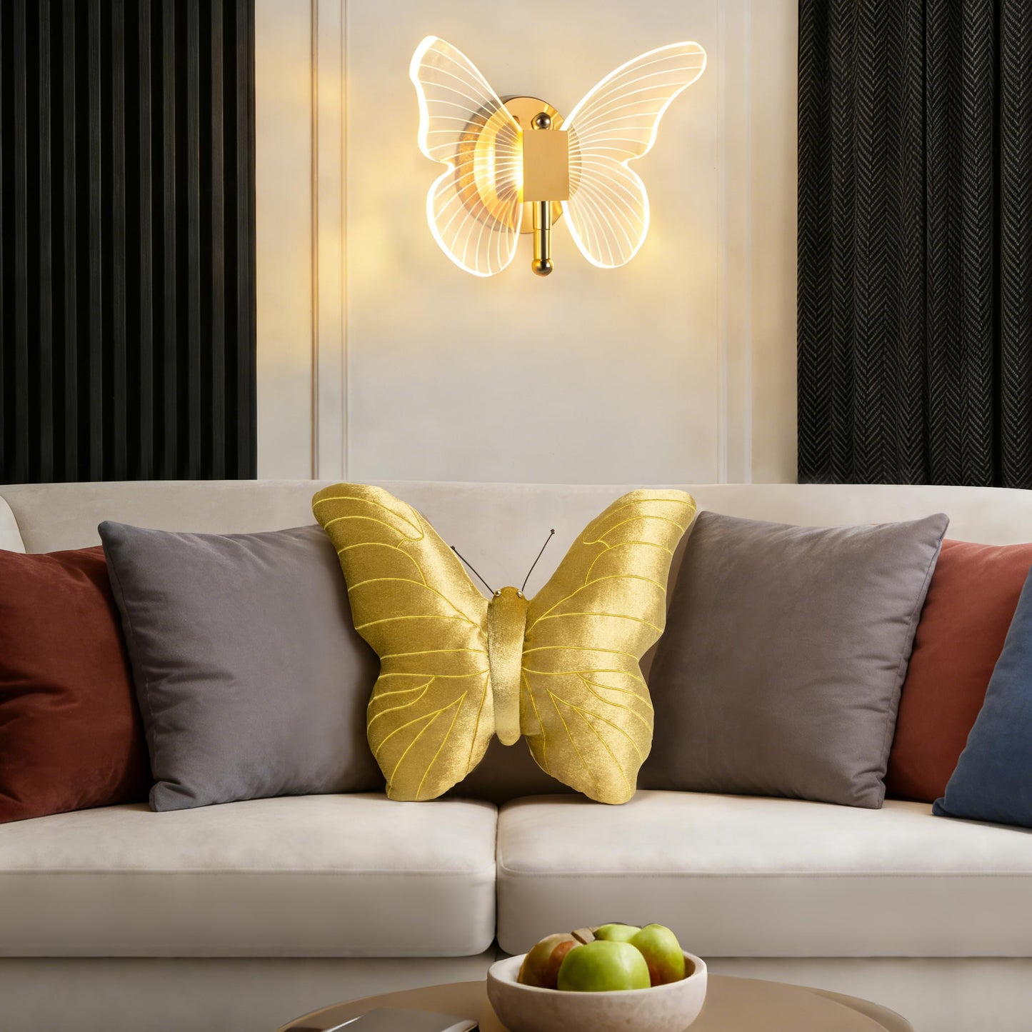 AELS Butterfly Pillow, Shining Velvet Decorative Throw Pillows, 18" x 13", Soft Plush Stuffed Animal, Cute Pillow for Living Room, Bedroom, Blush Pink
