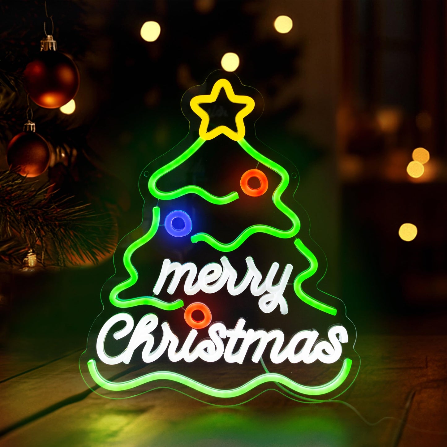 AELS 13.3" Snowflake Christmas LED Neon Sign, Dimmable USB Powered Holiday Decor for Window Wall Tree Bar & Party, Christmas Home Decor