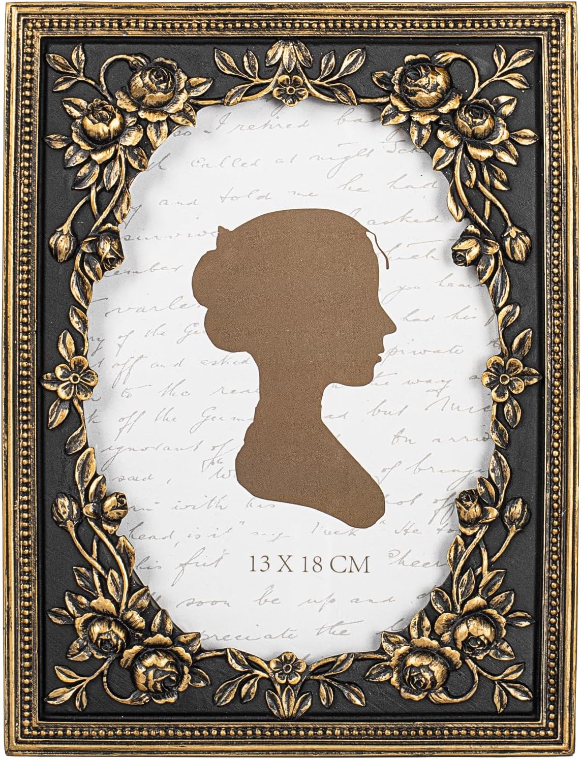 AELS 5x7 Inch Vintage Black Picture Frame, Elegant Antique Photo Frames with Glass Front, Photo Display, Tabletop Wall Hanging, Gift Ideas, Gold and Black