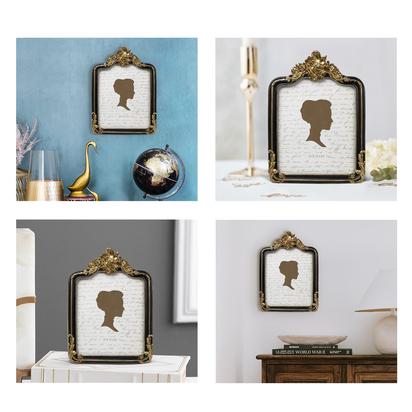AELS 4x6 Inch Vintage Picture Frame, Elegant Antique Photo Frames with Glass Front, Photo Display, Tabletop Wall Hanging, Gift Ideas