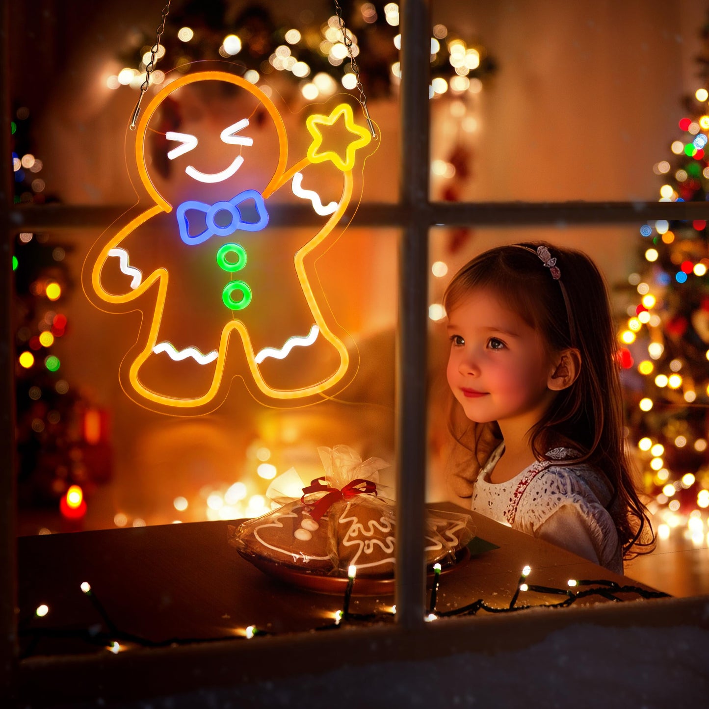 AELS 13.3" Snowflake Christmas LED Neon Sign, Dimmable USB Powered Holiday Decor for Window Wall Tree Bar & Party, Christmas Home Decor