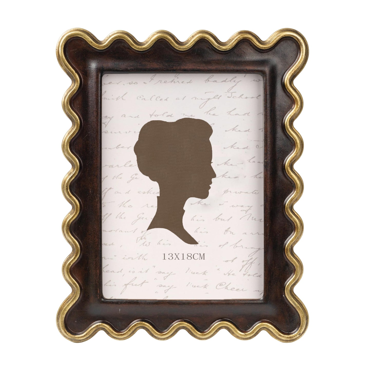 AELS 4x6 Inch Vintage Scalloped Picture Frame, Mid Century Modern Antique Photo Frames with Glass Front, Photo Display, Tabletop Wall Hanging, Gift Ideas, Dark Walnut