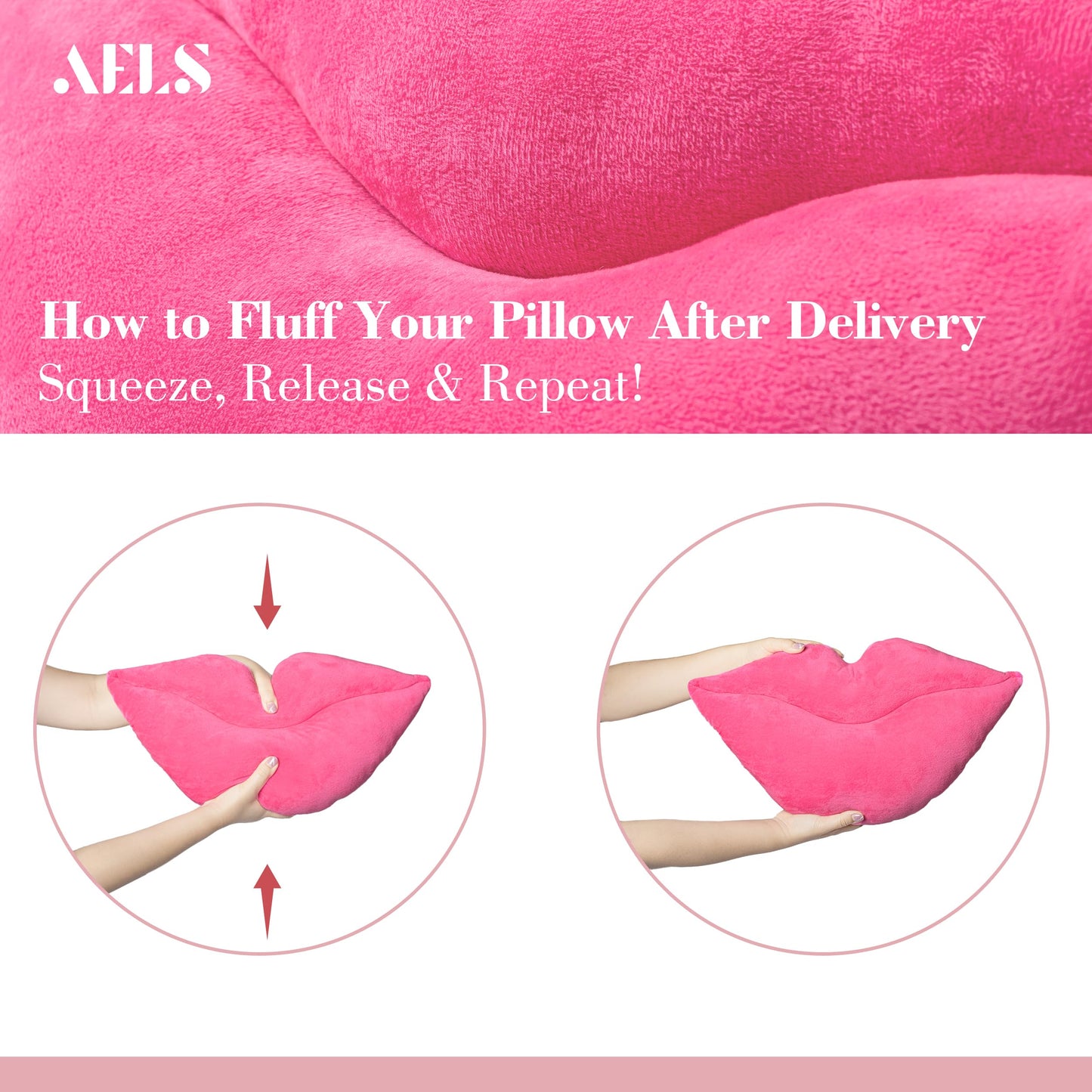 AELS 3D Large Lips Throw Pillows Smooth Soft Velvet Decorative Throw Pillows Love Pillows Cute Pillow 24 X 12 inches for Couch Sofa Bed Living Room Bedroom, Red