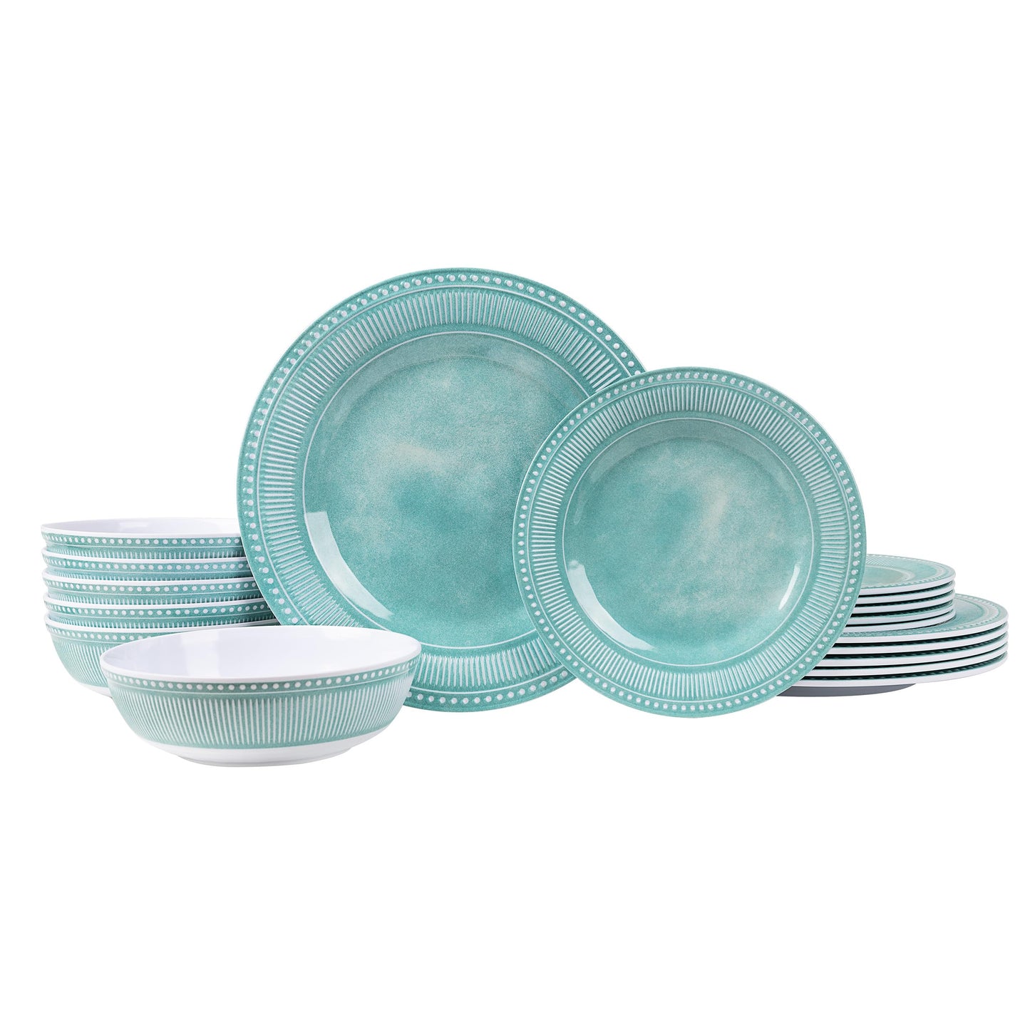 Melamine Dinnerware Set of 12 Pcs, Dinner Dishes Set for Indoor and Outdoor Use, Melamine Plates and Bowls Set for 4, Dishwasher Safe, Lightweight Unbreakable, BPA Free, Blue