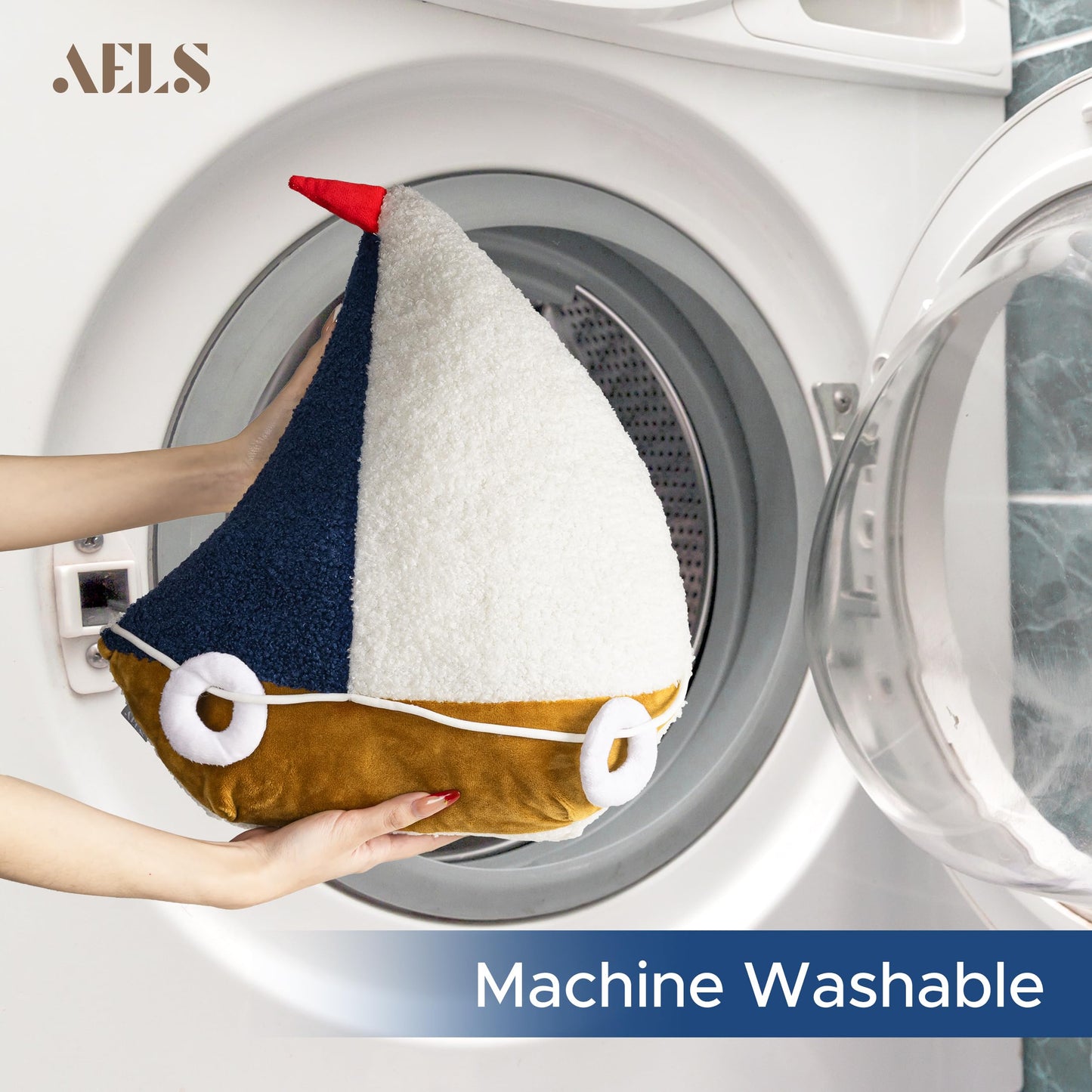 AELS 3D Anchor & Lifebuoy Nautical Decorative Throw Pillows, 19.6"& 15.7" Set of 2, Coastal Decor for Beach Enthusiasts Beach House, Sofa Couch Living Room Bedroom and Nursery, Navy Blue and White