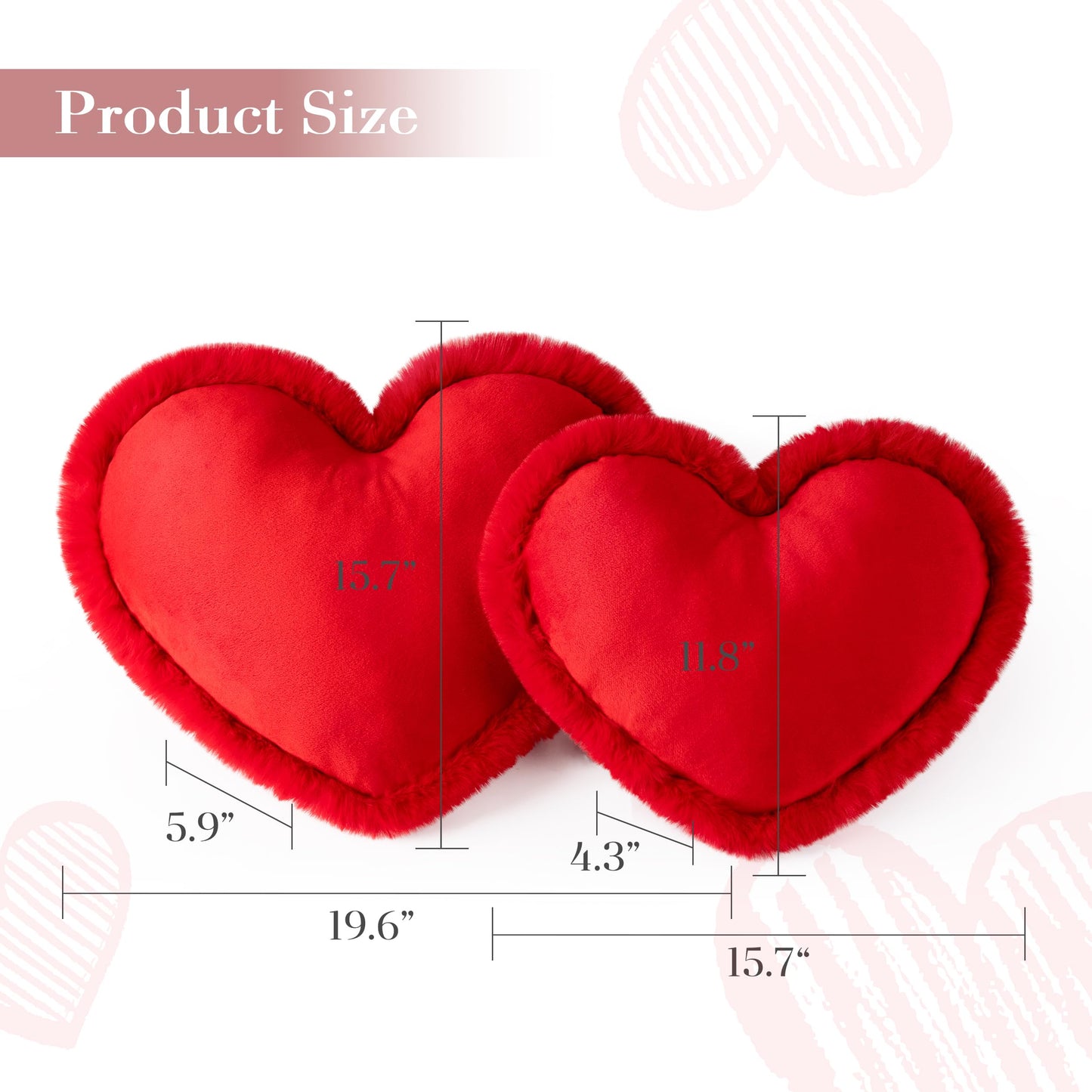 AELS Heart Shaped Pillow, 20 Inches Heart Decorative Throw Pillows, Faux Fur Love Cute Pillows, Valentines Day Decorations, Wedding Decor, Living Room Bedroom Nursery Decor, White