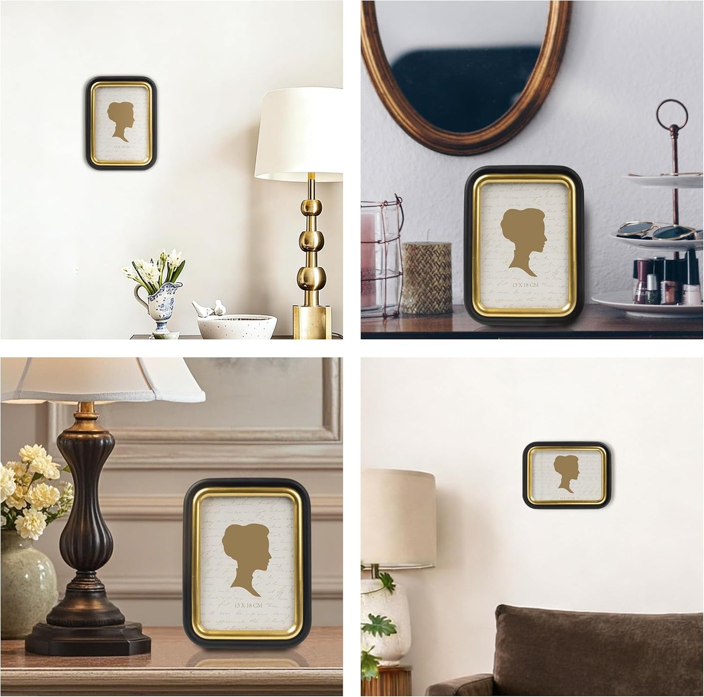 AELS 5x7 Inch Black Gold Vintage Picture Frame, Elegant Antique Photo Frames with Glass Front, Photo Display, Tabletop Wall Hanging, Gift Ideas