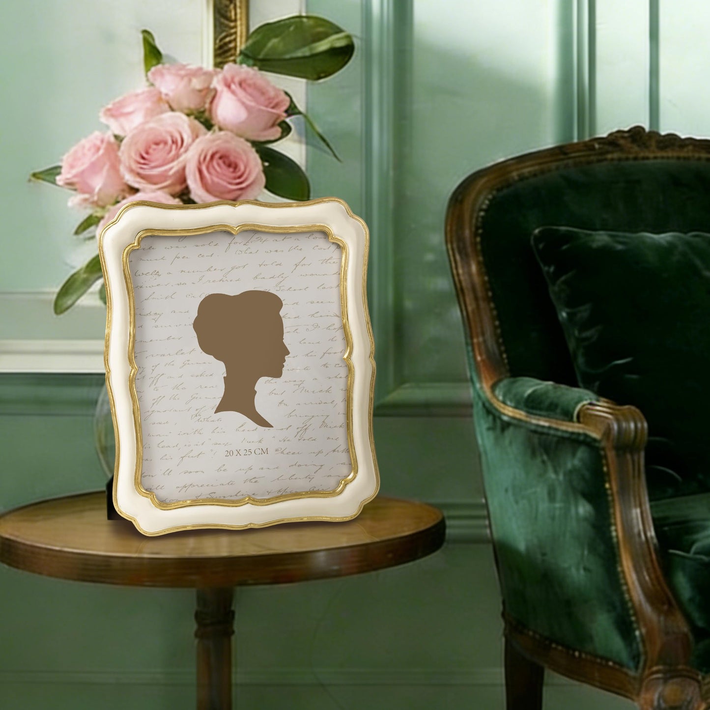 AELS 5x7 Inch White Gold Scalloped Vintage Picture Frame, Elegant Antique Photo Frames with Glass Front for Wedding, Photo Display, Tabletop Wall Hanging, Gift Ideas