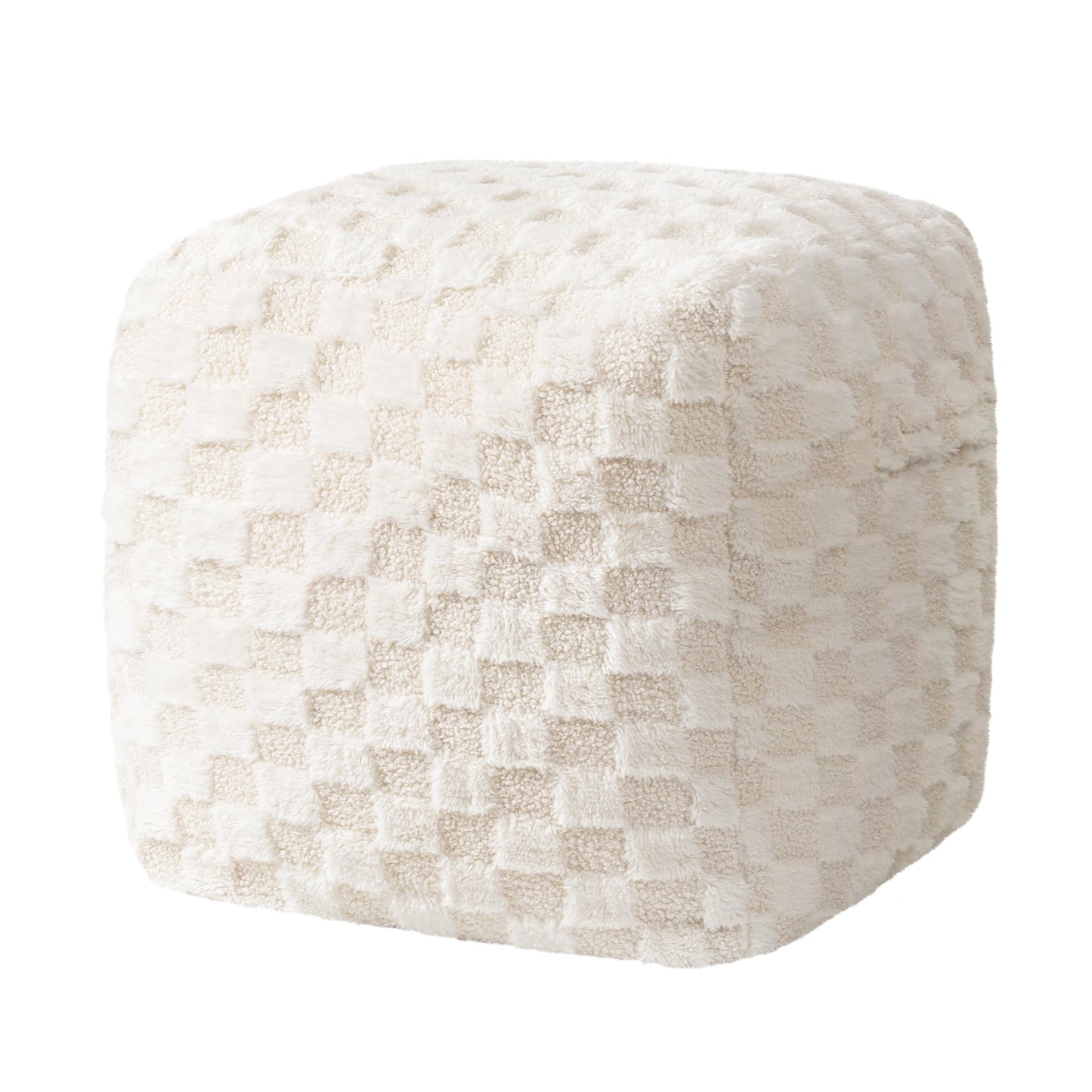 Unstuffed Leopard Cheetah Print Pouf Cover for Living Room, Boho Chic Modern Storage Bean Bag Cube, Soft Faux Fur Ottoman Foot Rest Footstool, 18"x18"x18", Cover ONLY, Natural Leopard