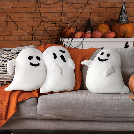 AELS Ghost Decorative Throw Pillow Cover Set of 2, Halloween Decorations, 19.6" &17.3" Halloween Pillows Case for Holiday Party Home, Decor for Living Room Bedroom, Cover ONLY, Without Insert