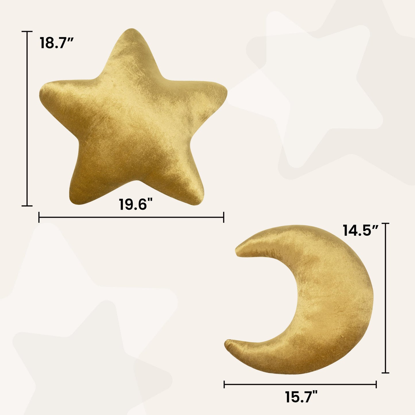 AELS Star Pillow - 19.6" Soft Velvet Star Shaped Decorative Throw Pillow for Couch, Bed, Living Room, Nursery, Home Decor Gift for Christmas, Birthday, Baby Shower, Gold