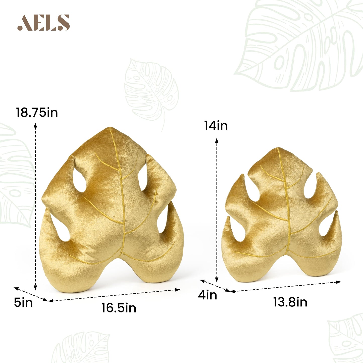 AELS Set of 2 3D Leaves Decorative Throw Pillows, 18"& 14" Monstera Deliciosa Plush Pillow Set for Plant Lovers Garden Lovers, Living Room Bedroom Nursery Decor, Bluish Green & Light Green