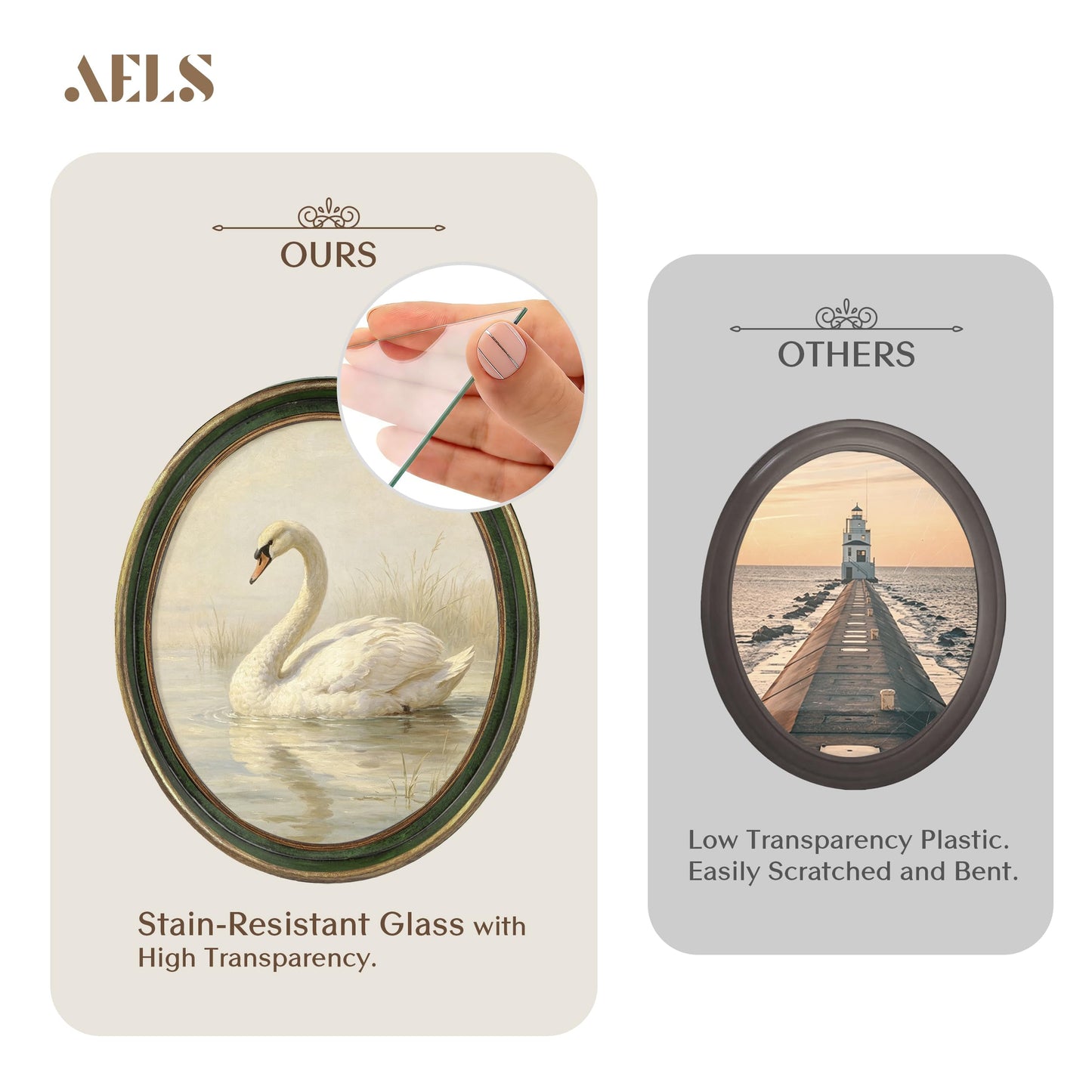 AELS 2.5x3.5 Inch Small Wallet Size Vintage Picture Frame, Elegant Antique Mini Photo Frames with Glass Front, Photo Display, Tabletop Wall Hanging, Gift Ideas, Black Oval with Gold Trim