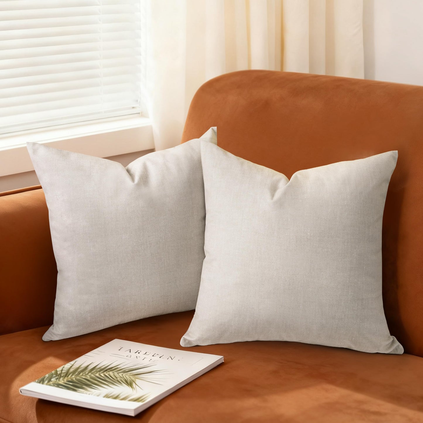 AELS Decorative Throw Pillow Covers 16x16, Set of 2, Soft Textured Look Printed Pillow Case, Modern Farmhouse Cushion Case for Bed Couch Sofa, Mustard Yellow (Covers Only)