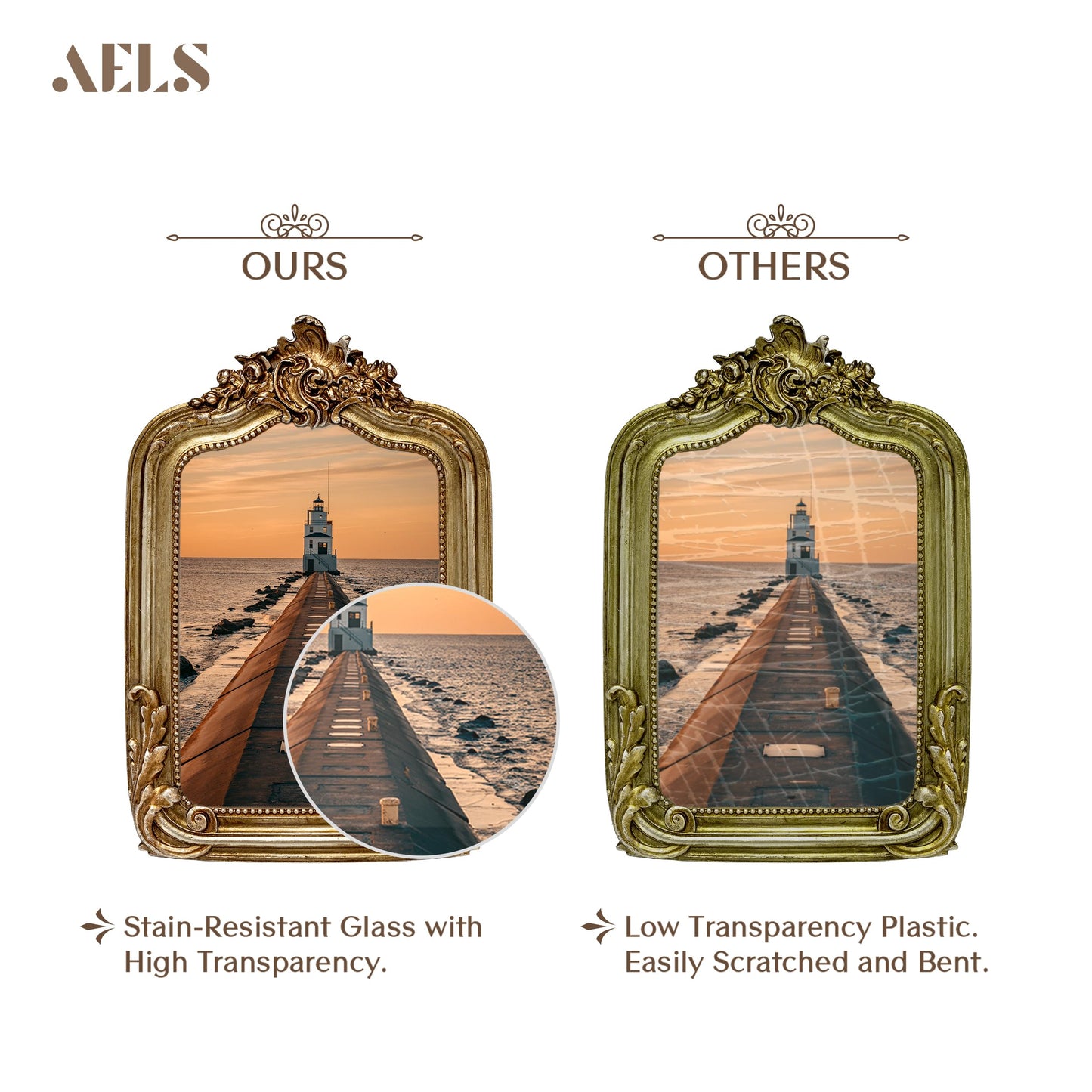 AELS 4x6 Inch Vintage Picture Frame, Elegant Antique Photo Frames with Glass Front, Photo Display, Tabletop Wall Hanging, Gift Ideas