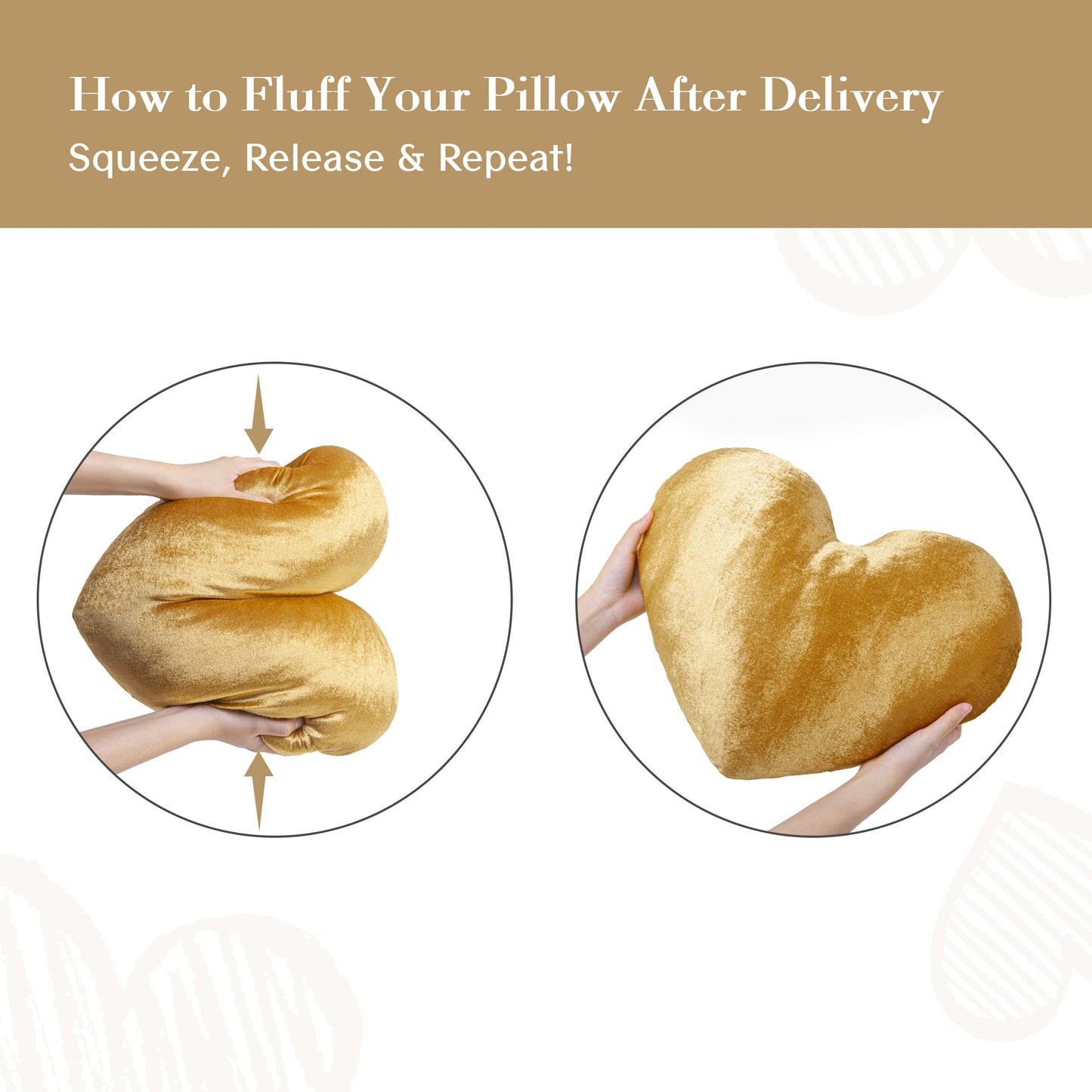 AELS Heart Shaped Pillow, 17.7 Inches Heart Decorative Throw Pillows, Velvet Love Cute Pillows, Valentines Day Decorations, Wedding Decor, Living Room Bedroom Nursery Decor, Golden