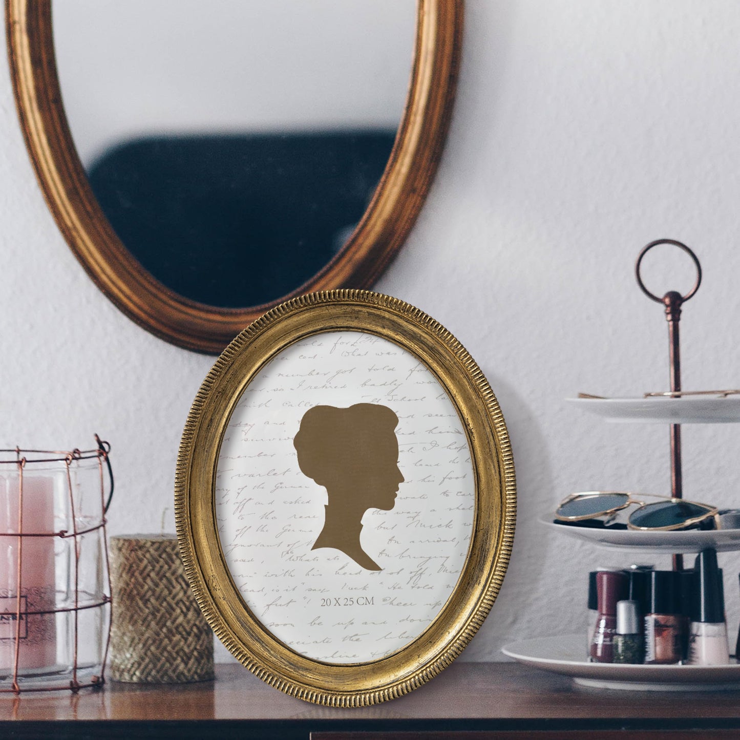 AELS 5x7 Inch Vintage Oval Picture Frame, Elegant Antique Ridged Design Photo Frames with Glass Front, Photo Display, Tabletop Wall Hanging, Gift Ideas, Distressed Bronze