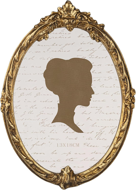 AELS 5x7 Inch Vintage Gold Picture Frame, Elegant Antique Oval Photo Frames with Glass Front, Photo Display, Tabletop Wall Hanging, Gift Ideas