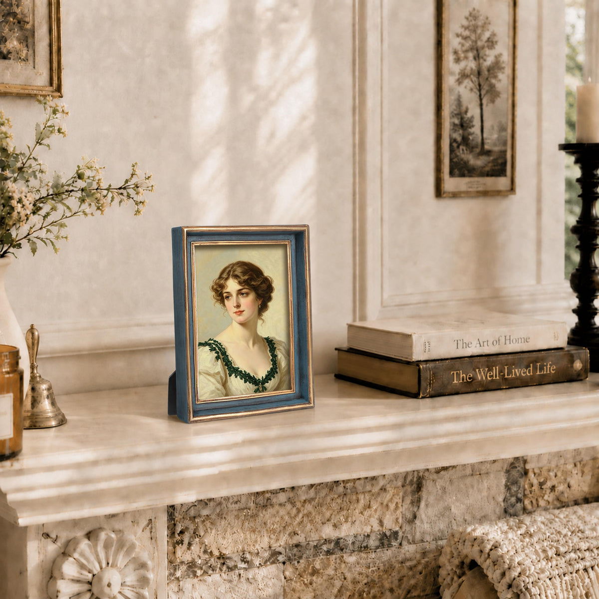 AELS 4x6 Inch Vintage Picture Frame, Elegant Luxury Antique Photo Frames with Glass Front, Photo Display, Tabletop Wall Hanging, Gift Ideas, Pearl Pattern