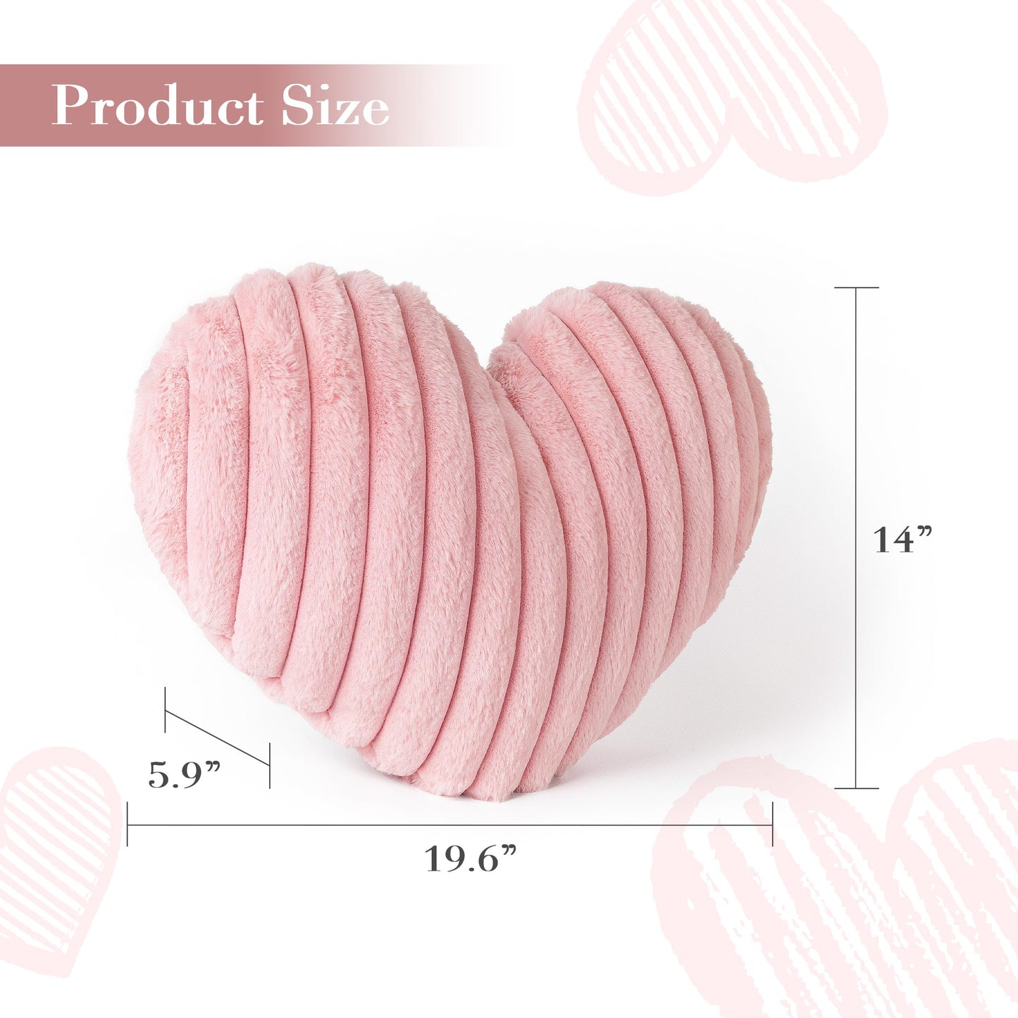 AELS Heart Shaped Pillow, 20 Inches Heart Decorative Throw Pillows, Faux Fur Love Cute Pillows, Valentines Day Decorations, Wedding Decor, Living Room Bedroom Nursery Decor, White