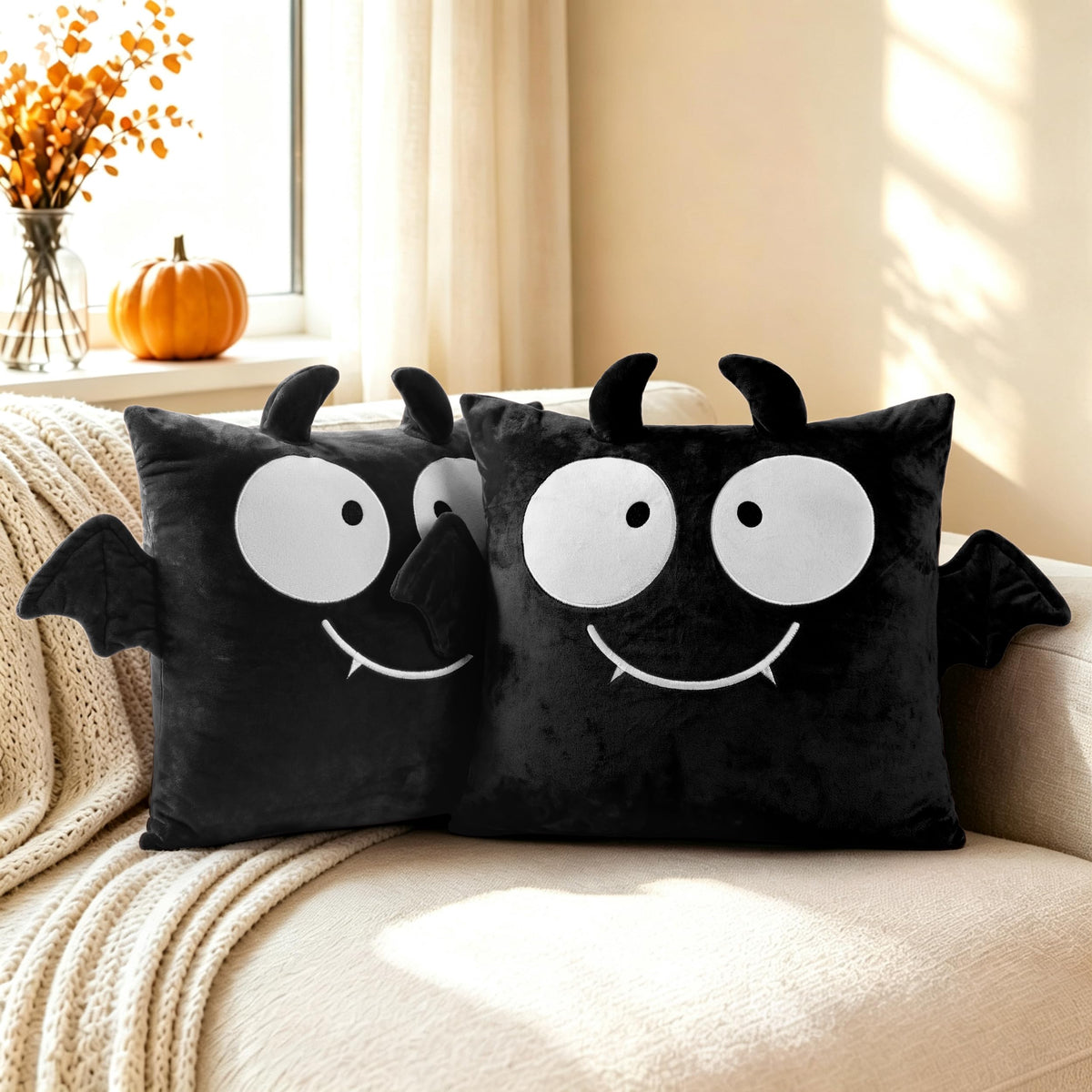 AELS Halloween Monster Pillow Covers 18x18 Inch Set of 2, Red