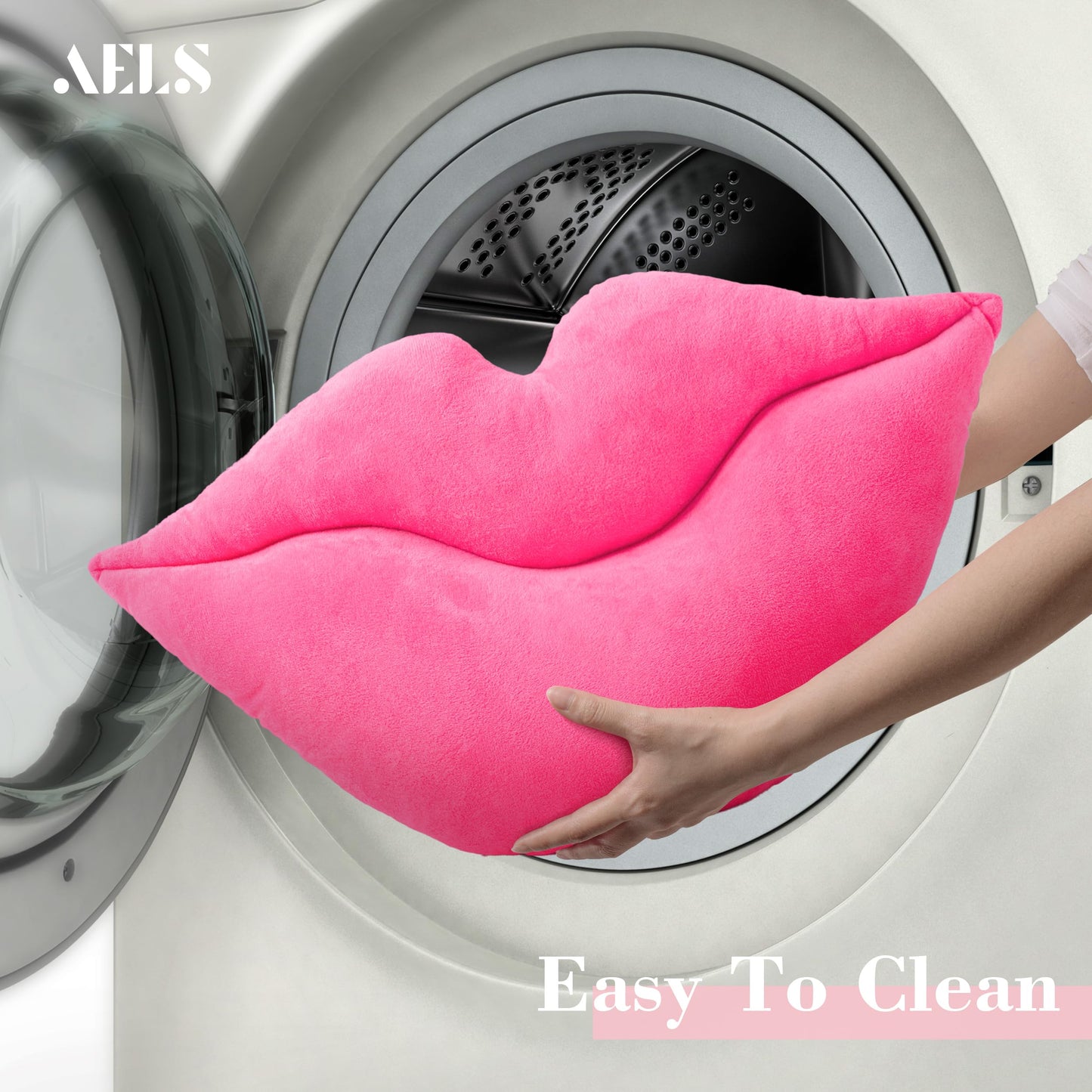 AELS 3D Large Lips Throw Pillows Smooth Soft Velvet Decorative Throw Pillows Love Pillows Cute Pillow 24 X 12 inches for Couch Sofa Bed Living Room Bedroom, Red