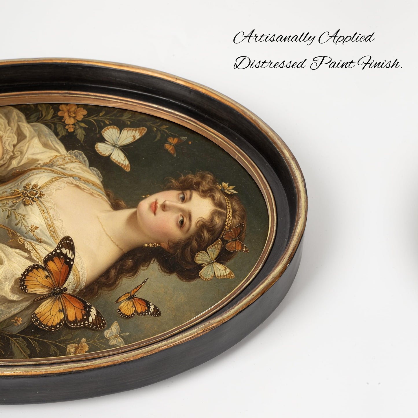AELS 2.5x3.5 Inch Small Wallet Size Vintage Picture Frame, Elegant Antique Mini Photo Frames with Glass Front, Photo Display, Tabletop Wall Hanging, Gift Ideas, Black Oval with Gold Trim