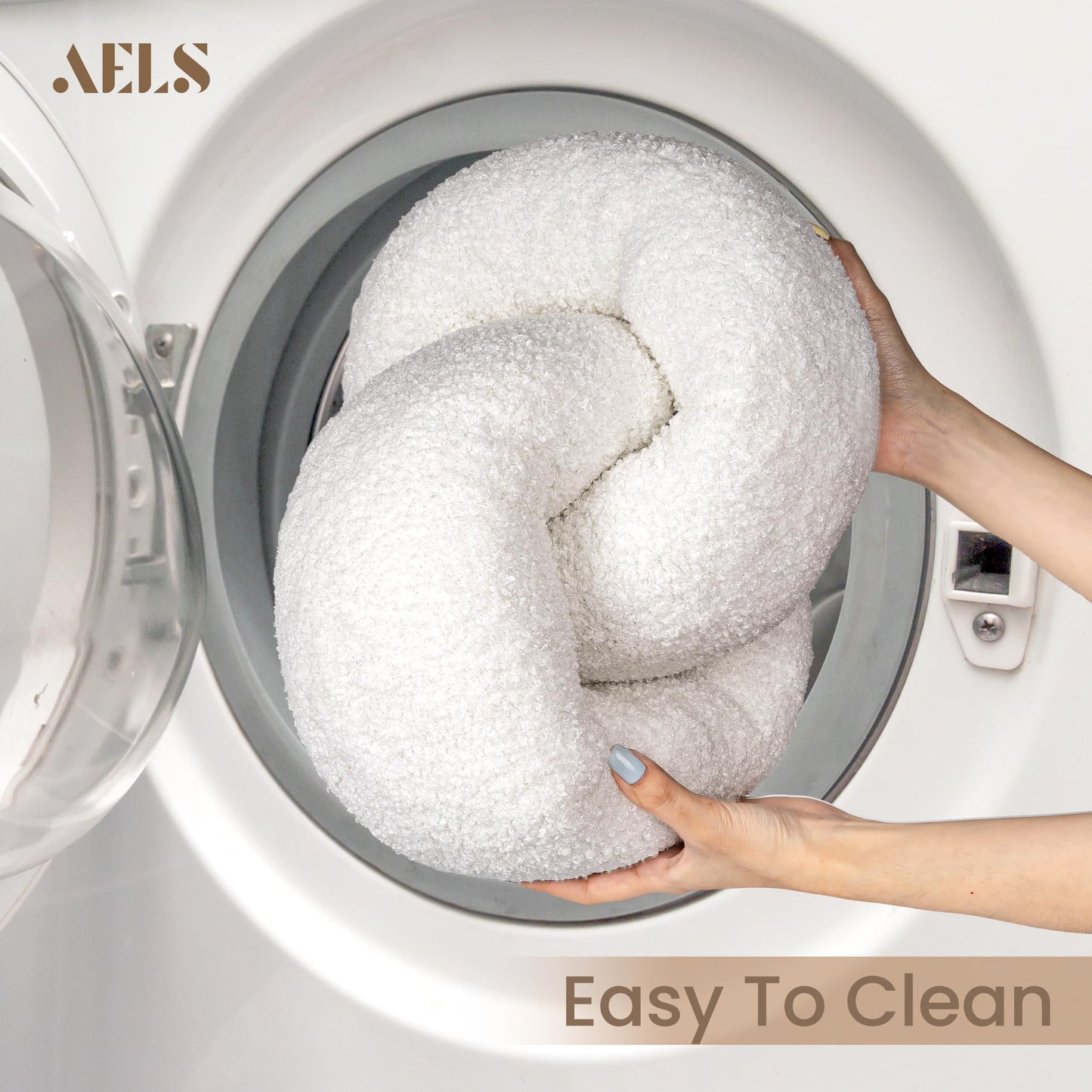 AELS 3D Chain Link Decorative Throw Pillow, 17.7" Accent Knot Pillow for Couch, Living Room and Bedroom, Mid Century Mordern Home Decor, Cream White