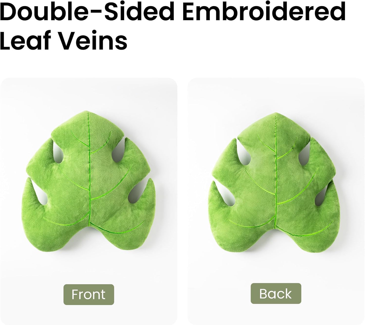 AELS Set of 2 3D Leaves Decorative Throw Pillows, 18"& 14" Monstera Deliciosa Plush Pillow Set for Plant Lovers Garden Lovers, Living Room Bedroom Nursery Decor, Bluish Green & Light Green