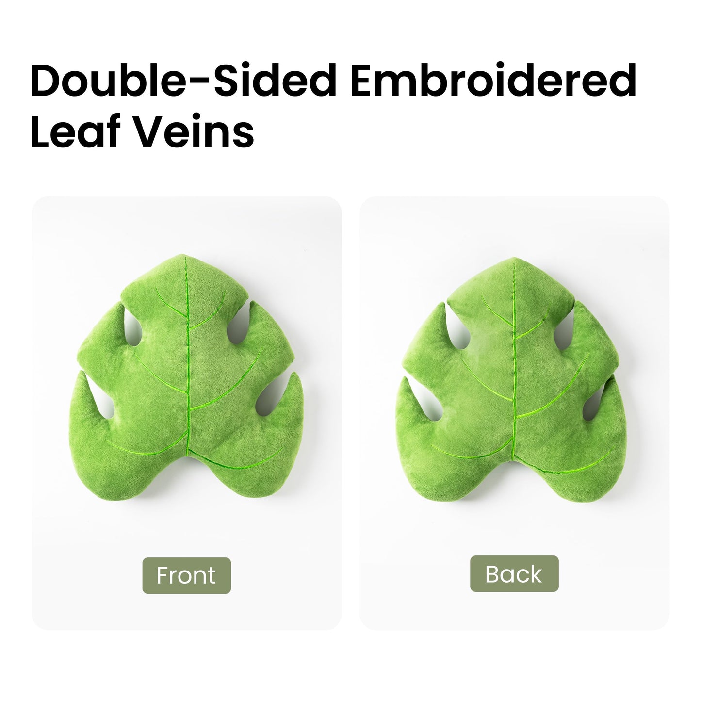 AELS Set of 2 3D Leaves Decorative Throw Pillows, 18"& 14" Monstera Deliciosa Plush Pillow Set for Plant Lovers Garden Lovers, Living Room Bedroom Nursery Decor, Bluish Green & Light Green