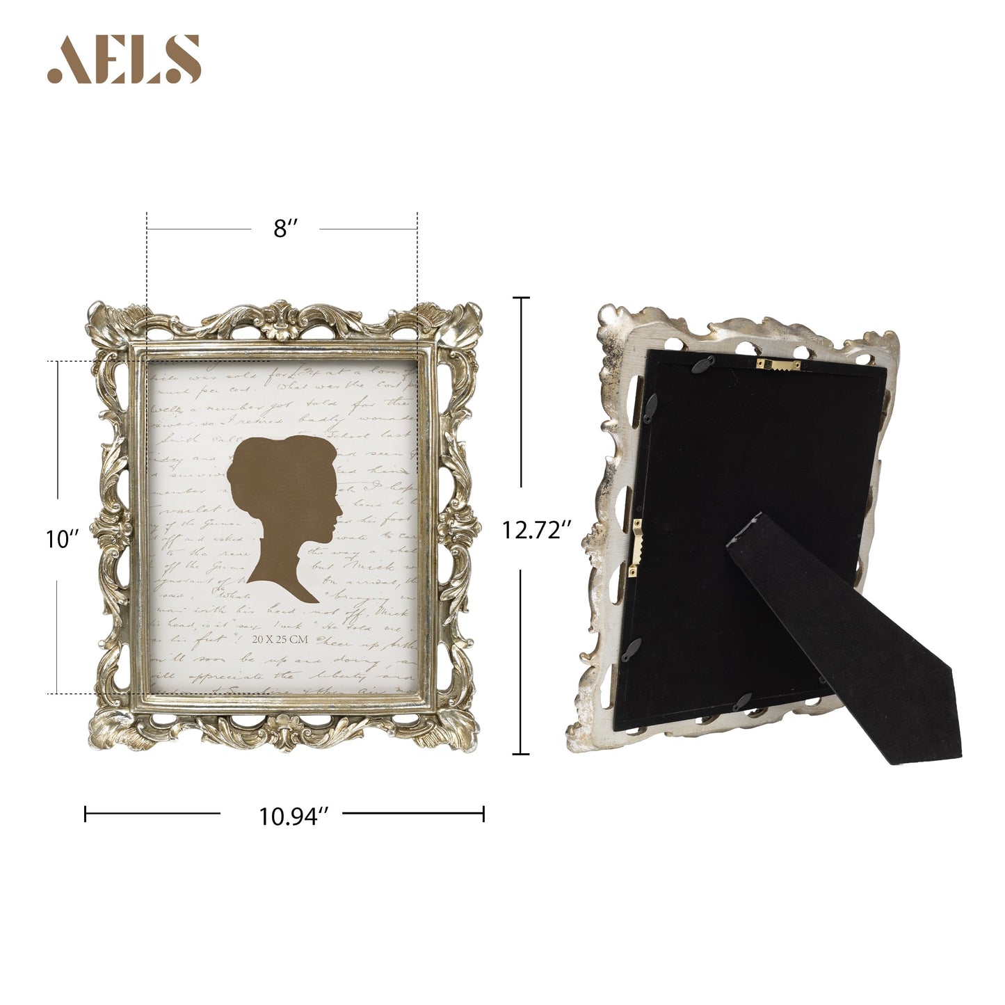 AELS 4x6 Inch Vintage Picture Frame, Elegant Antique Photo Frames with Glass Front, Photo Display, Tabletop Wall Hanging, Gift Ideas