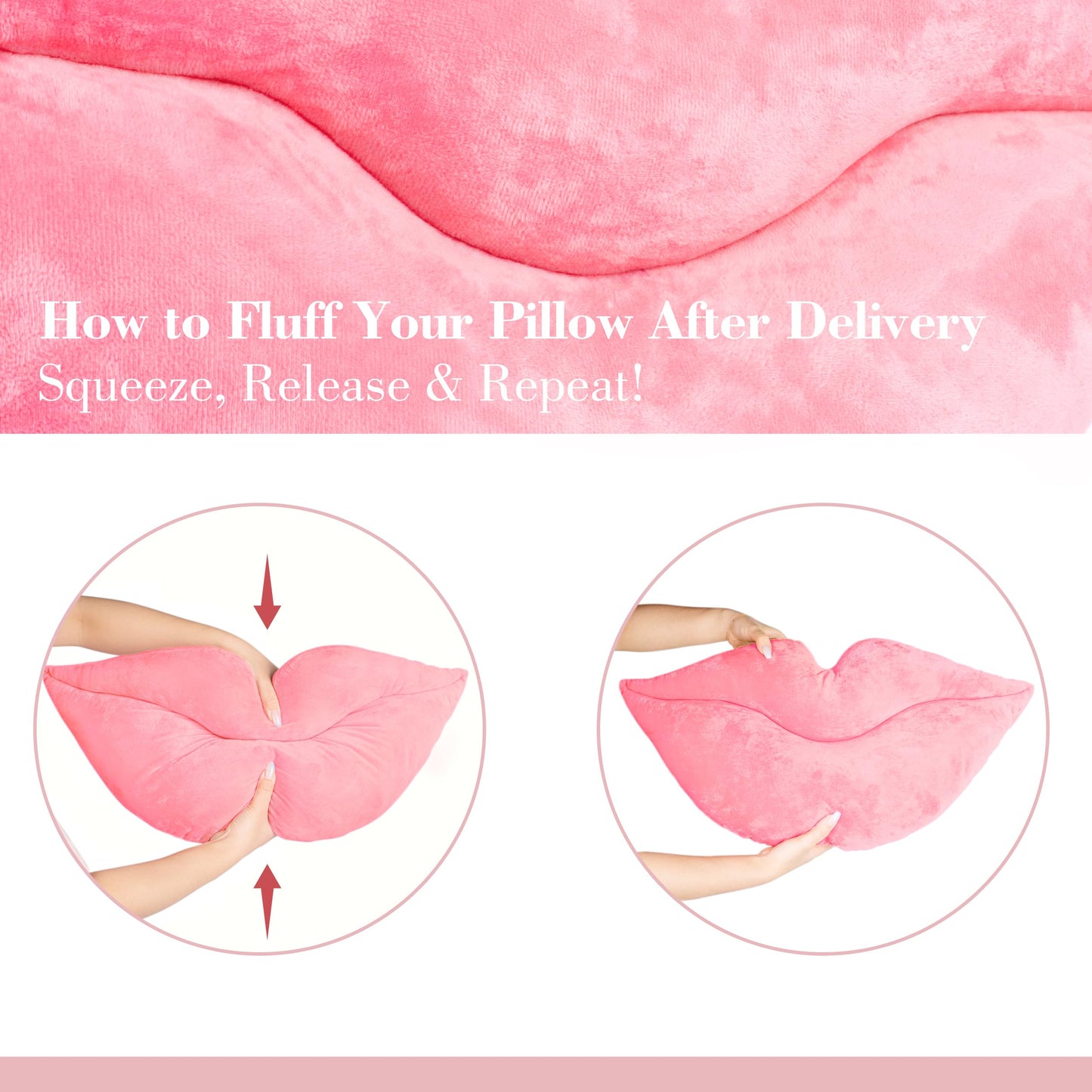 AELS 3D Large Lips Throw Pillows Smooth Soft Velvet Decorative Throw Pillows Love Pillows Cute Pillow 24 X 12 inches for Couch Sofa Bed Living Room Bedroom, Red