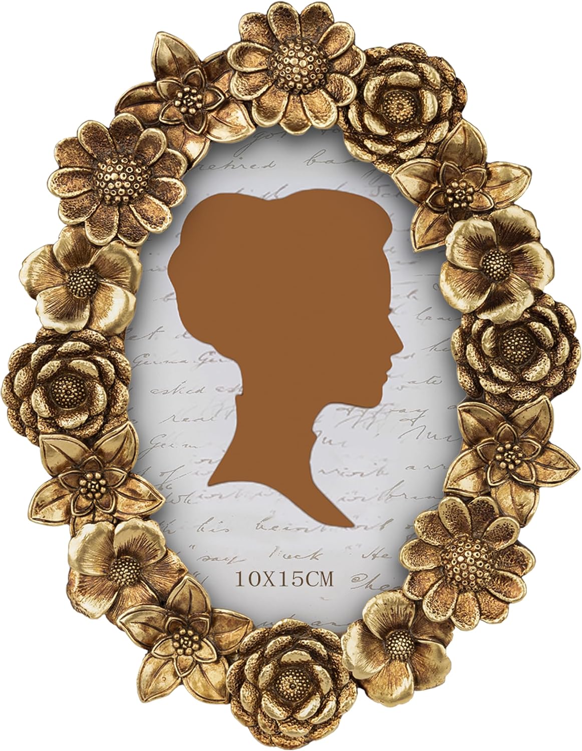 AELS 4x6 Inch Vintage Picture Frame, Elegant Antique Oval Photo Frames with Glass Front, Photo Display, Tabletop Wall Hanging, Gift Ideas, Gold Flower