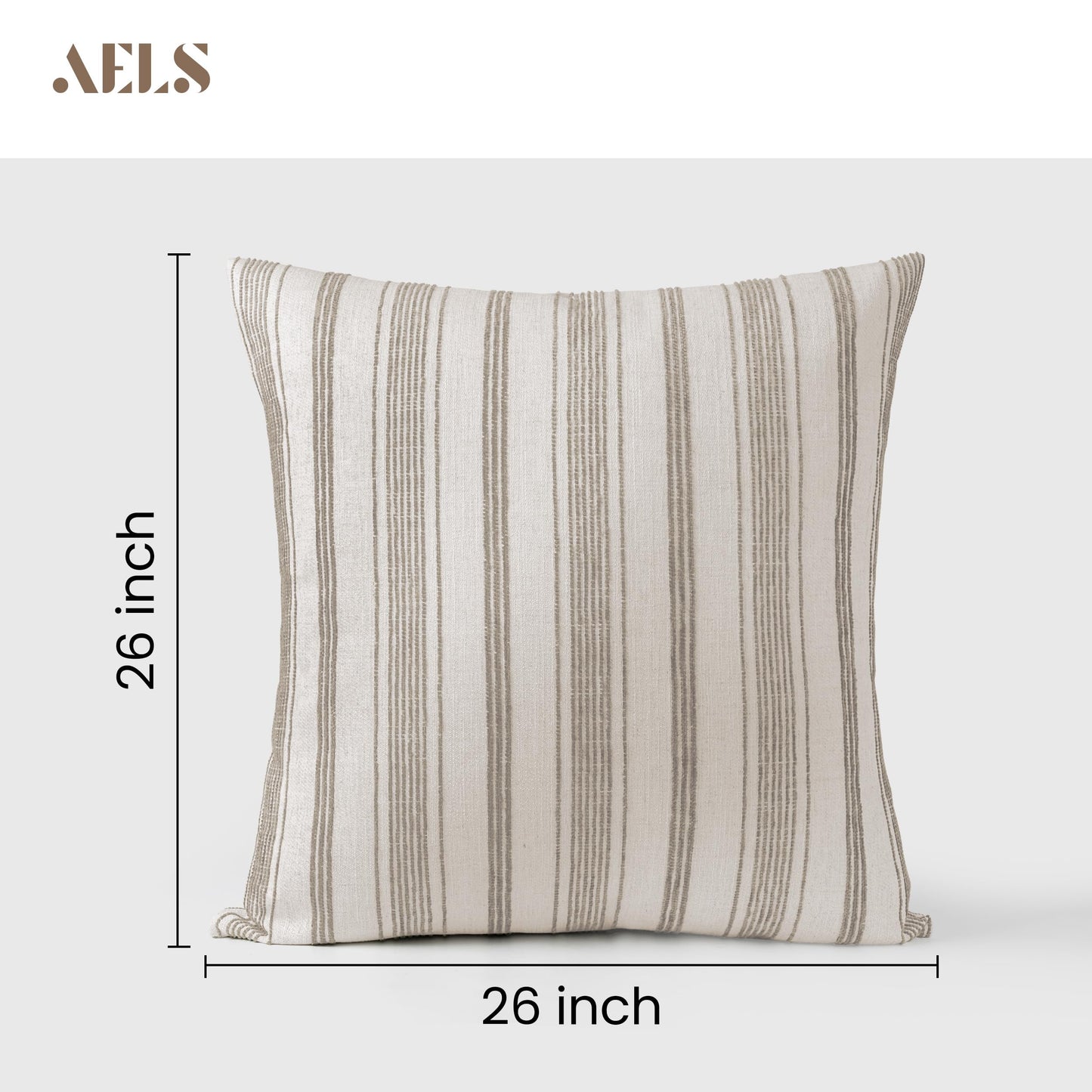 AELS 12x20 Decorative Farmhouse Linen Lumbar Pillow Covers, Beige with Olive Green Chenille Striped Pillow Case, Set of 2, Boho Textured Cushion Cover for Sofa Couch Living Room (Cover ONLY)
