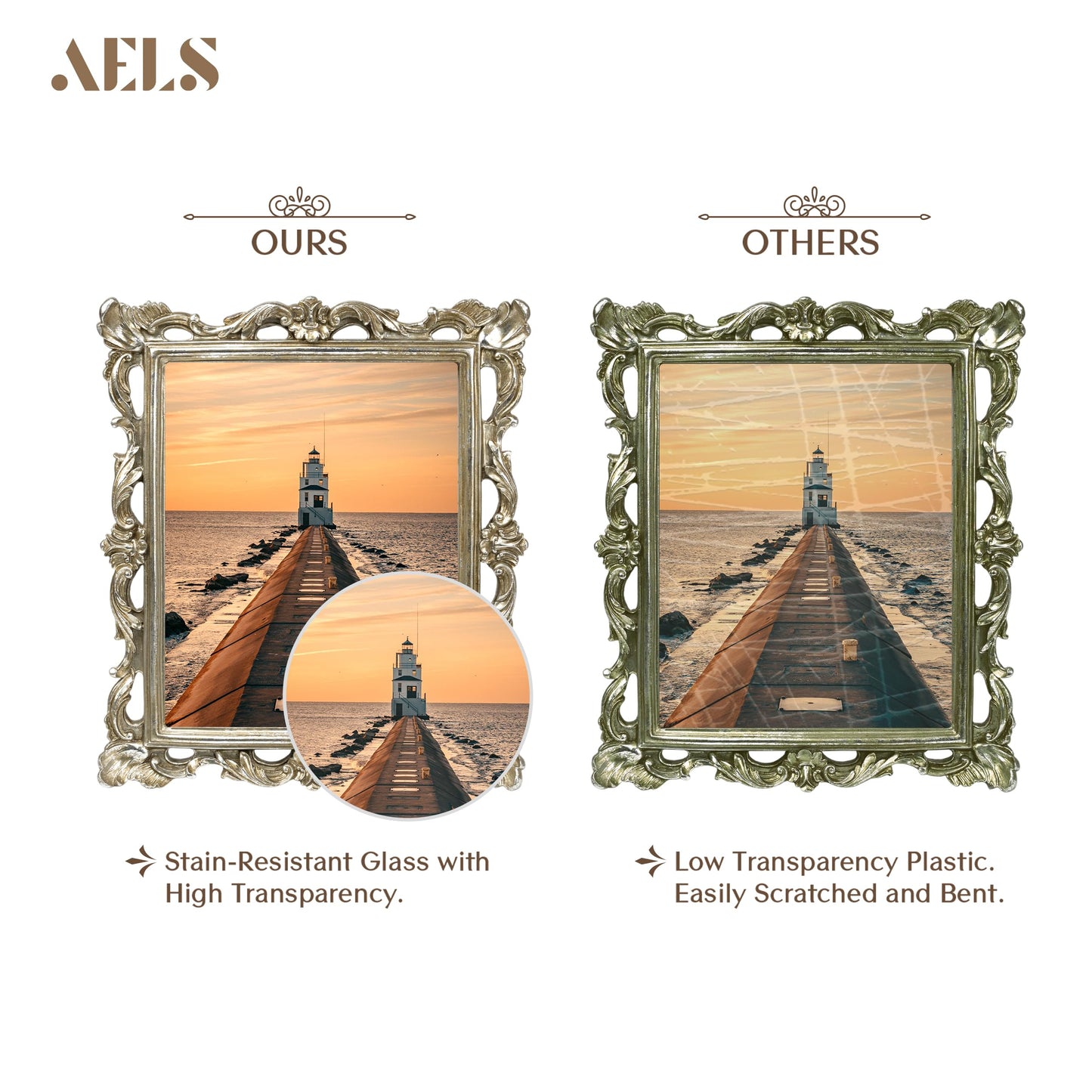 AELS 4x6 Inch Vintage Picture Frame, Elegant Antique Photo Frames with Glass Front, Photo Display, Tabletop Wall Hanging, Gift Ideas
