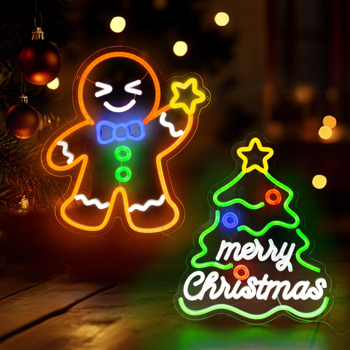 AELS 13.3" Snowflake Christmas LED Neon Sign, Dimmable USB Powered Holiday Decor for Window Wall Tree Bar & Party, Christmas Home Decor