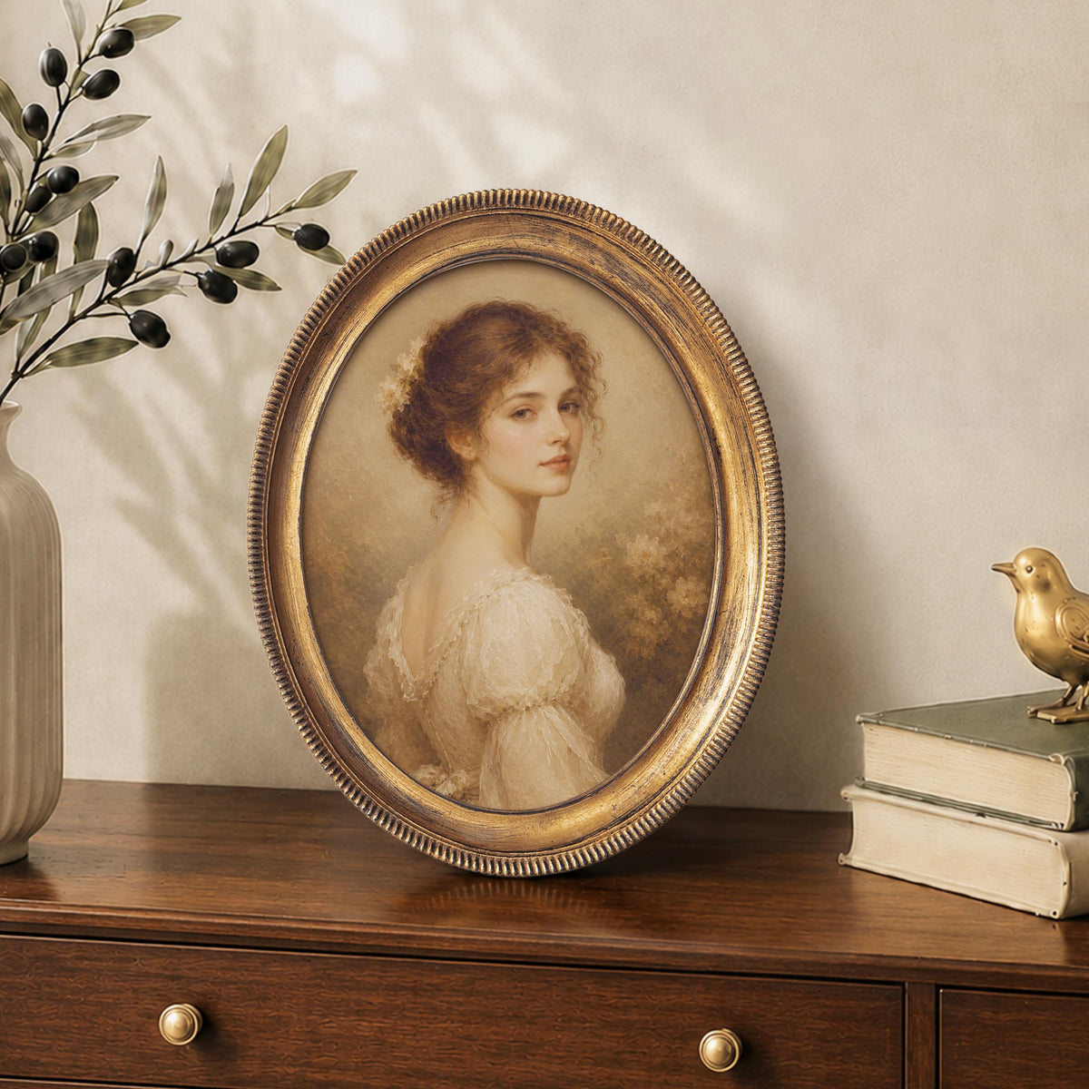 AELS 5x7 Inch Vintage Oval Picture Frame, Elegant Antique Ridged Design Photo Frames with Glass Front, Photo Display, Tabletop Wall Hanging, Gift Ideas, Distressed Bronze