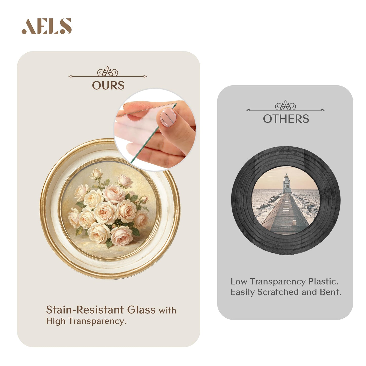 AELS 2.5x3.5 Inch Small Wallet Size Vintage Picture Frame, Elegant Antique Mini Photo Frames with Glass Front, Photo Display, Tabletop Wall Hanging, Gift Ideas, Black Oval with Gold Trim