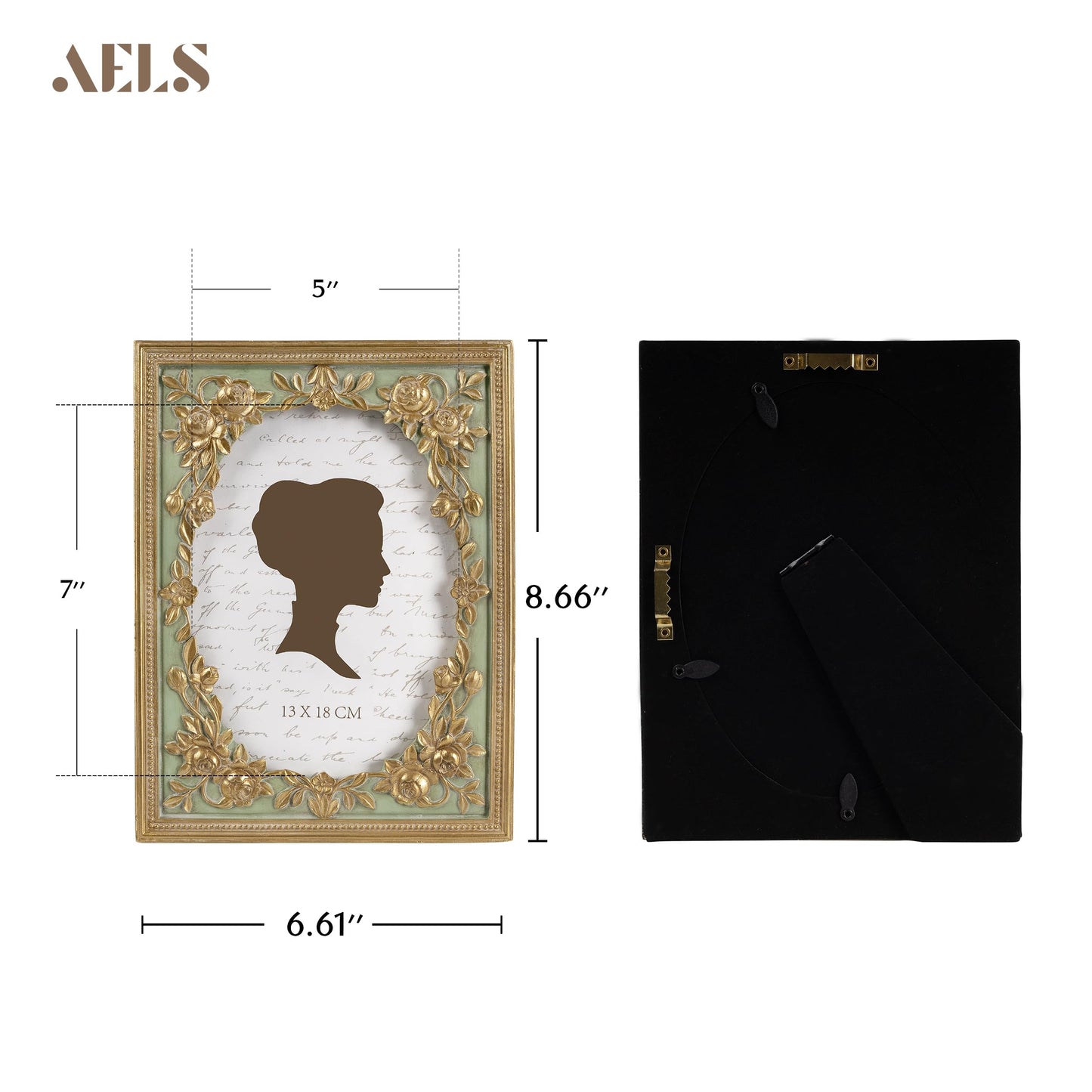 AELS 4x6 Inch Vintage Black Picture Frame, Elegant Antique Photo Frames with Glass Front, Photo Display, Tabletop Wall Hanging, Gift Ideas, Gold and Black