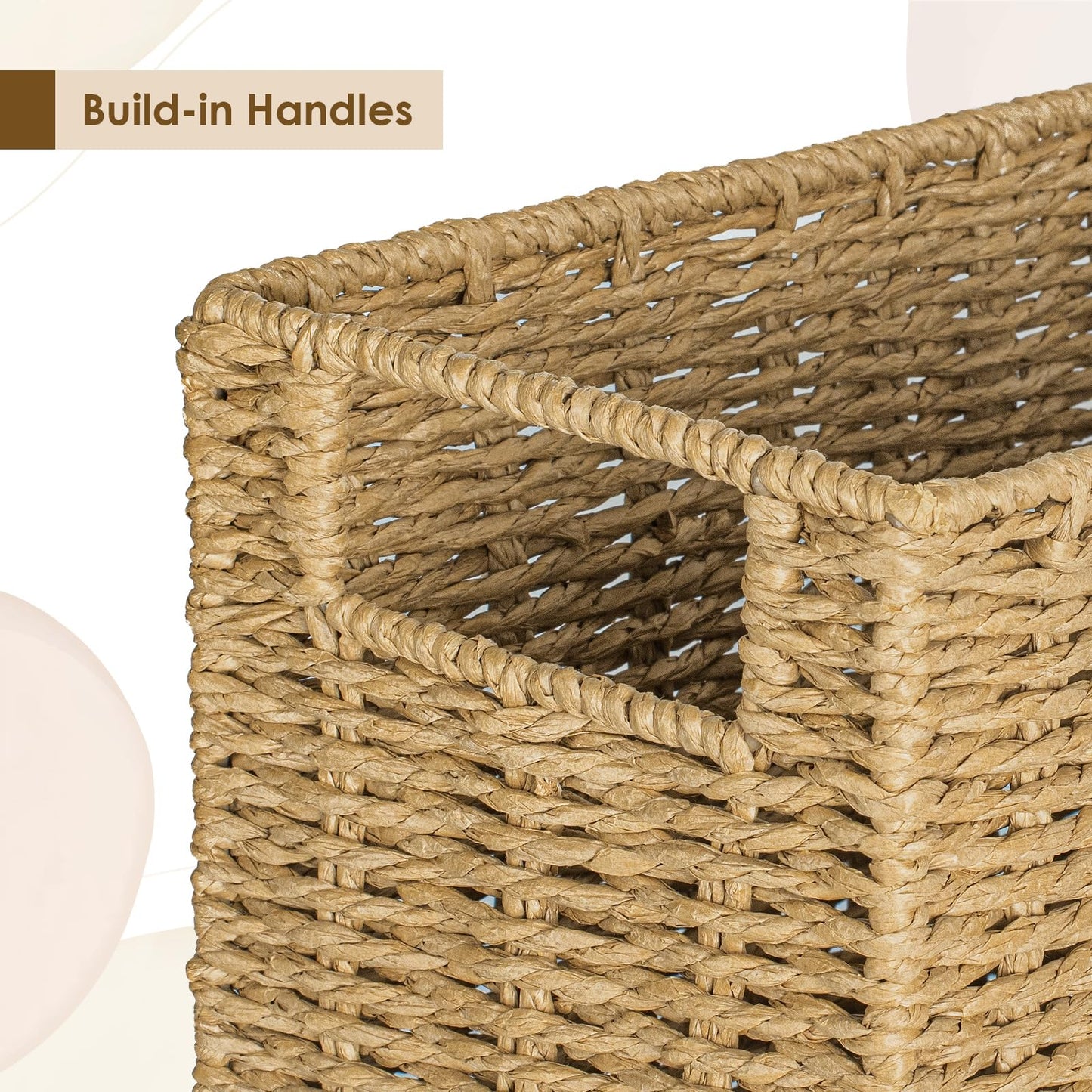 Woven Natural Fibre Magazine Holder, Scalloped Edge Floor Magazine Rack, Hand-woven Organizer, Boho Modern Farmhouse Book Basket, File Newspaper Mail Holder for Office