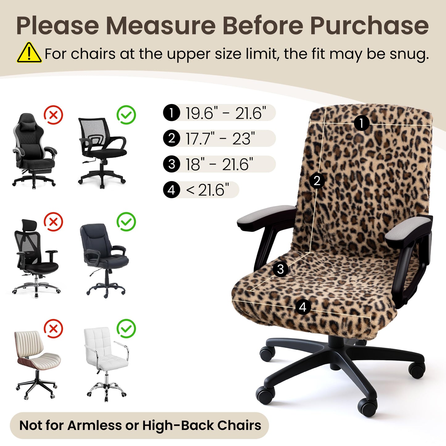 Faux Fur Office Chair Cover with Zipper, Desk Chair Slipcover Pink | Soft Breathable Faux Fur Office Chair Cover with Zipper, Removable Washable Cover for Home & Office, Fits Desk Chair/Armchair