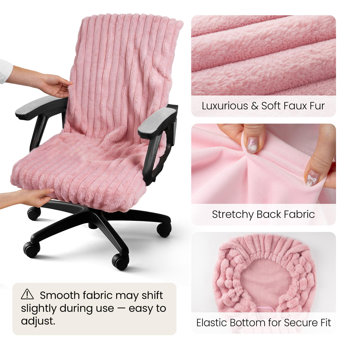 AELS Faux Fur Office Chair Cover with Zipper, Chair Slipcover Dark Grey
