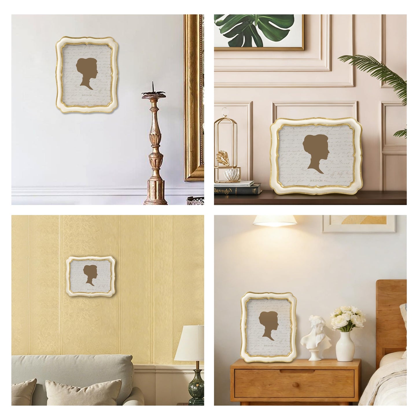 AELS 5x7 Inch White Gold Scalloped Vintage Picture Frame, Elegant Antique Photo Frames with Glass Front for Wedding, Photo Display, Tabletop Wall Hanging, Gift Ideas
