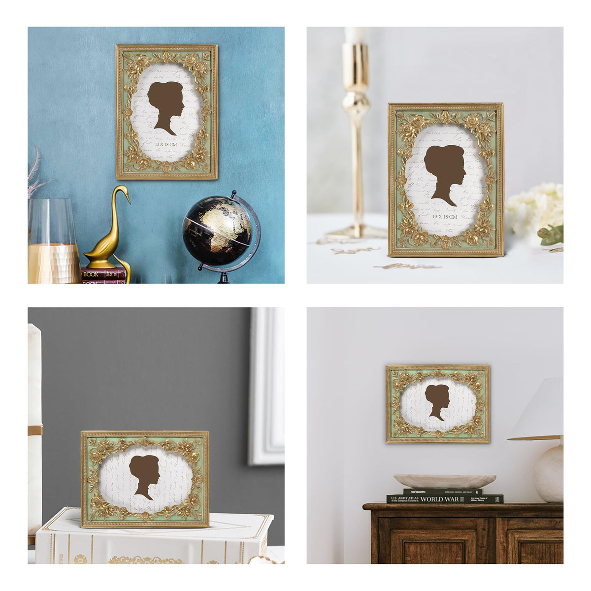 AELS 5x7 Inch Vintage Black Picture Frame, Elegant Antique Photo Frames with Glass Front, Photo Display, Tabletop Wall Hanging, Gift Ideas, Gold and Black