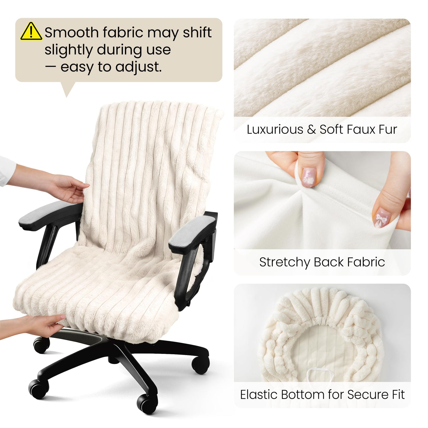 Faux Fur Office Chair Cover with Zipper, Desk Chair Slipcover Pink | Soft Breathable Faux Fur Office Chair Cover with Zipper, Removable Washable Cover for Home & Office, Fits Desk Chair/Armchair