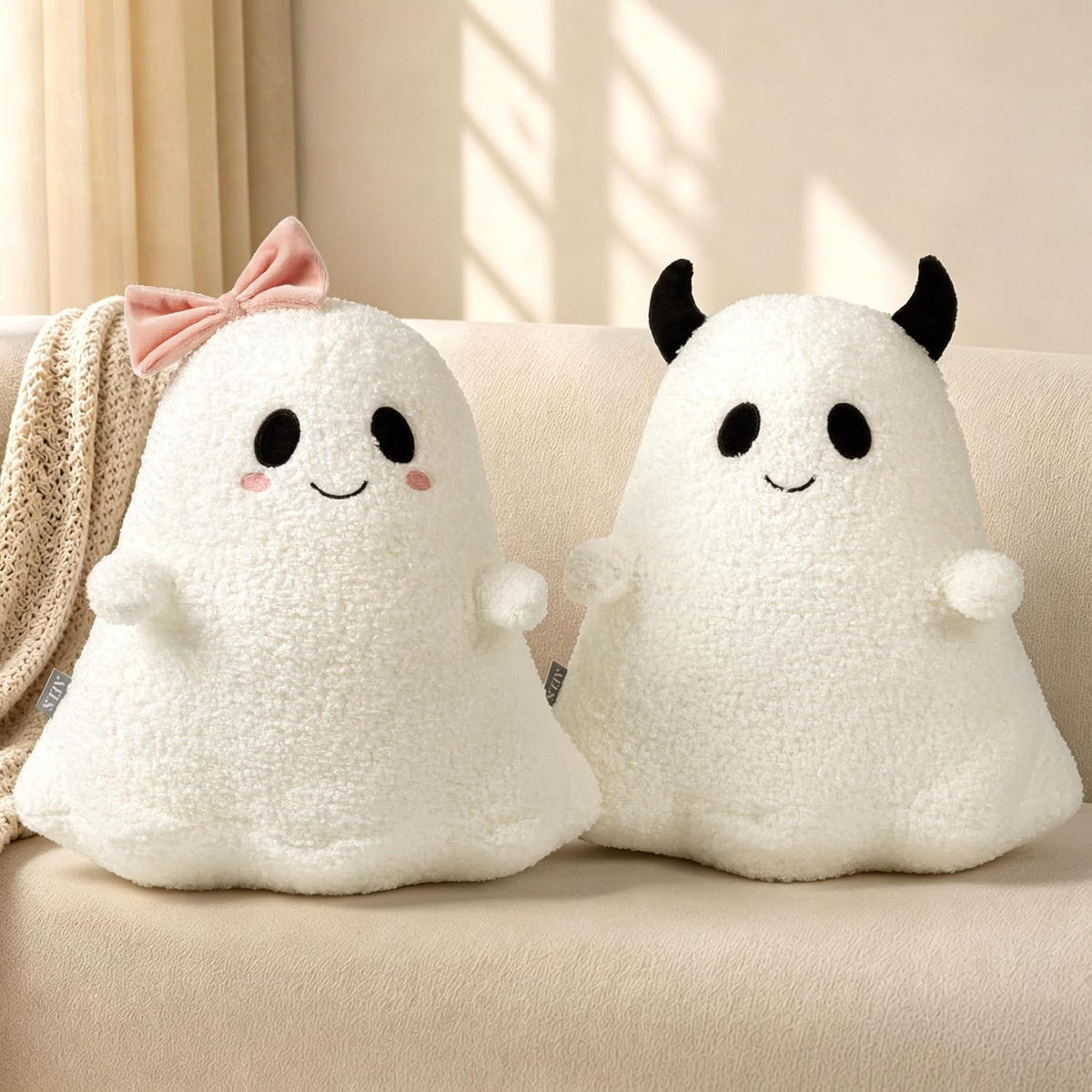 AELS Ghost Throw Pillows Set of 2, Spooky Halloween Decorative Pillow