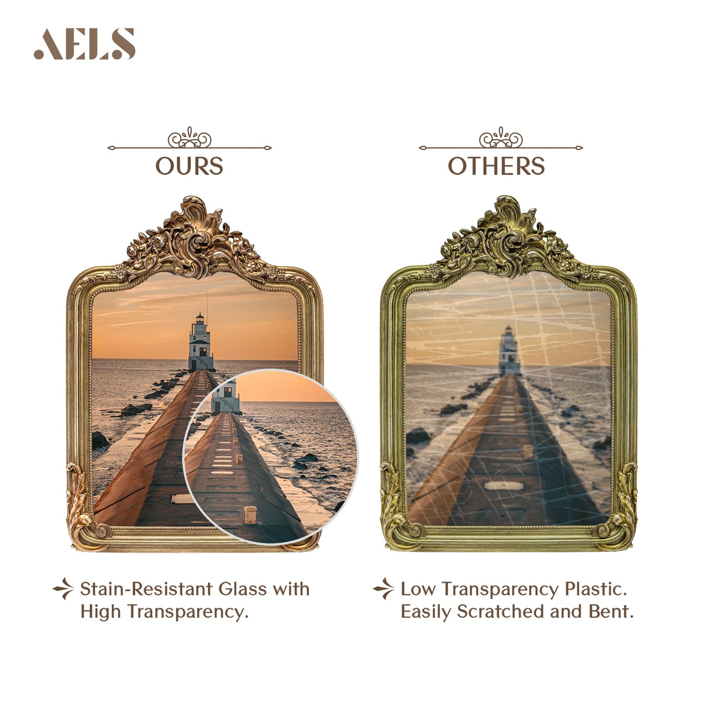 AELS 4x6 Inch Vintage Picture Frame, Elegant Antique Photo Frames with Glass Front, Photo Display, Tabletop Wall Hanging, Gift Ideas